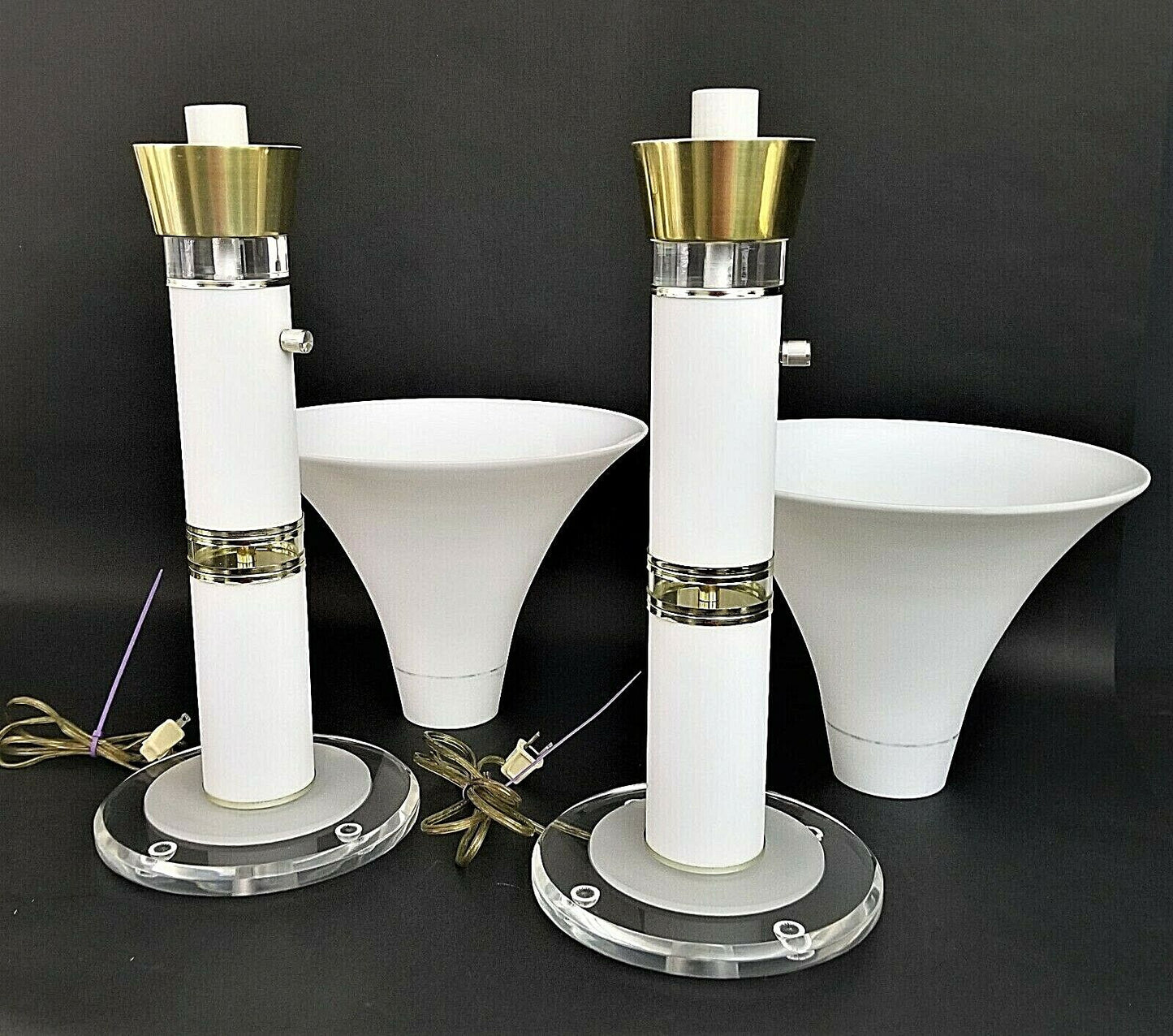 (2) 70's Karl Springer Style Torchier Table Lamps