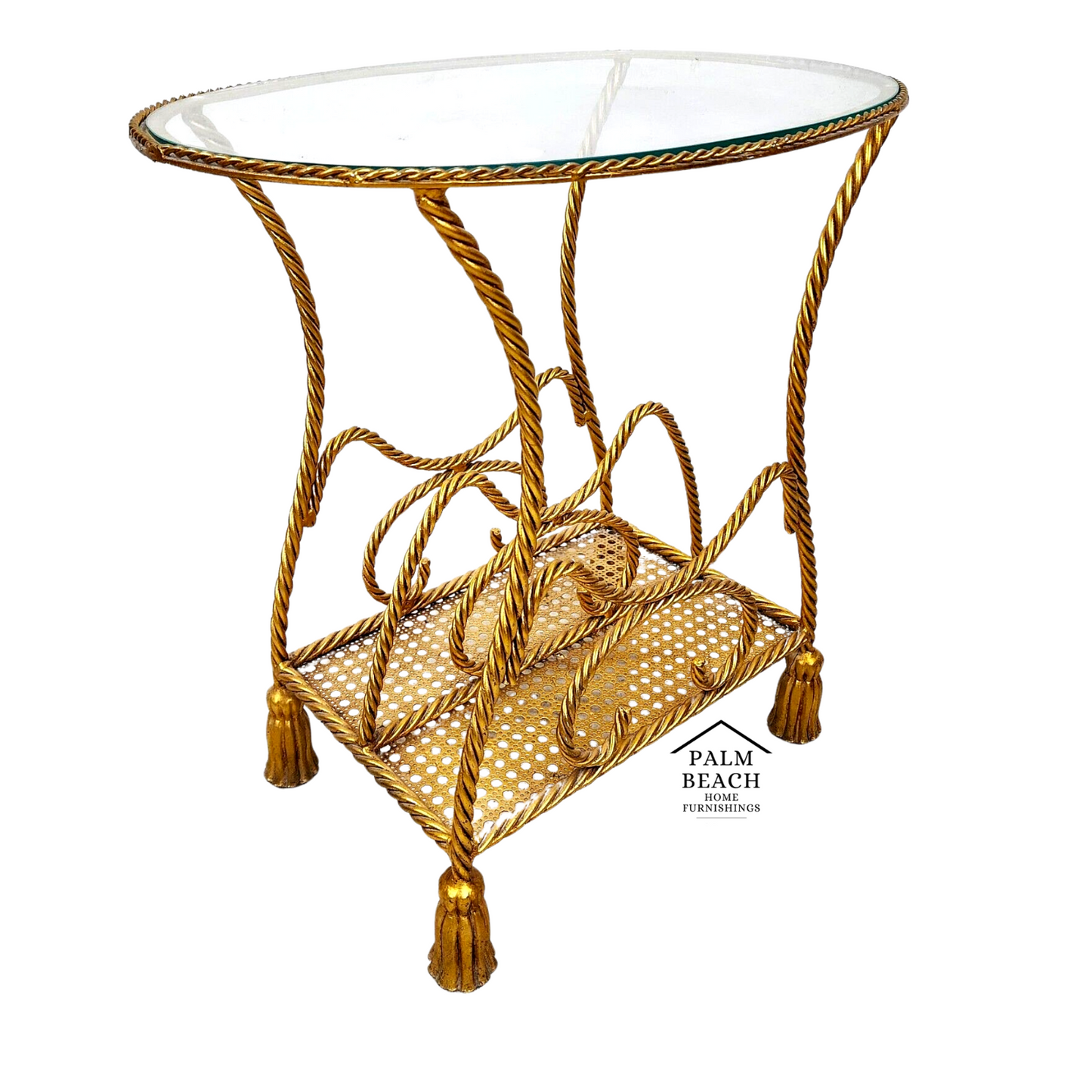 Rope and Tassel Gilt Pedestal with Carrera Marble Vintage