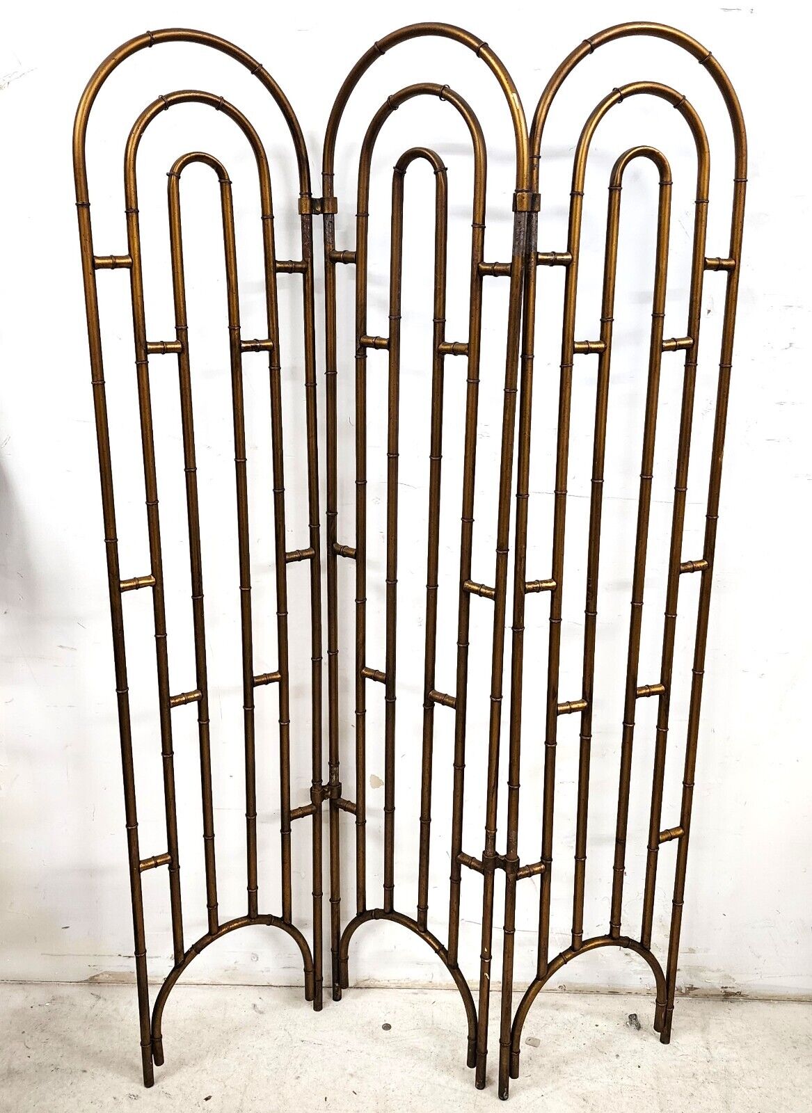 Vintage Room Divider Screen Paravant Regency Steampunk Steel