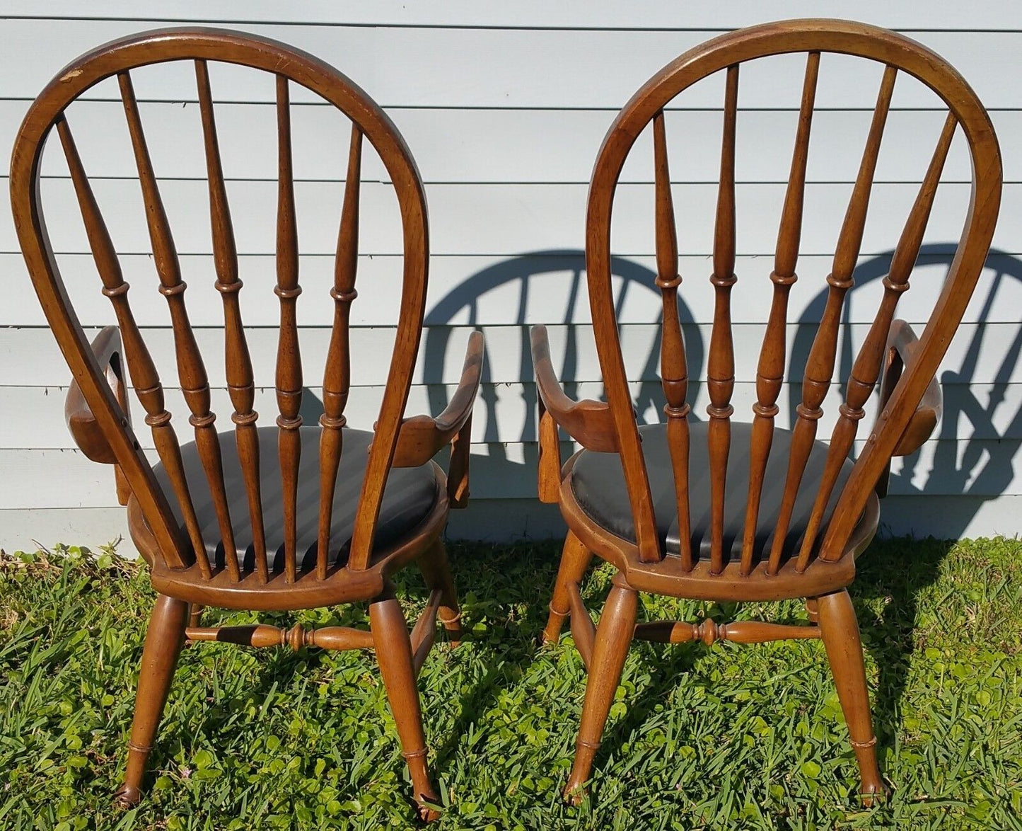 Pair Vtg Mid Century 1954 THOMASVILLE Bentwood Windsor Dining Armchairs Bowback