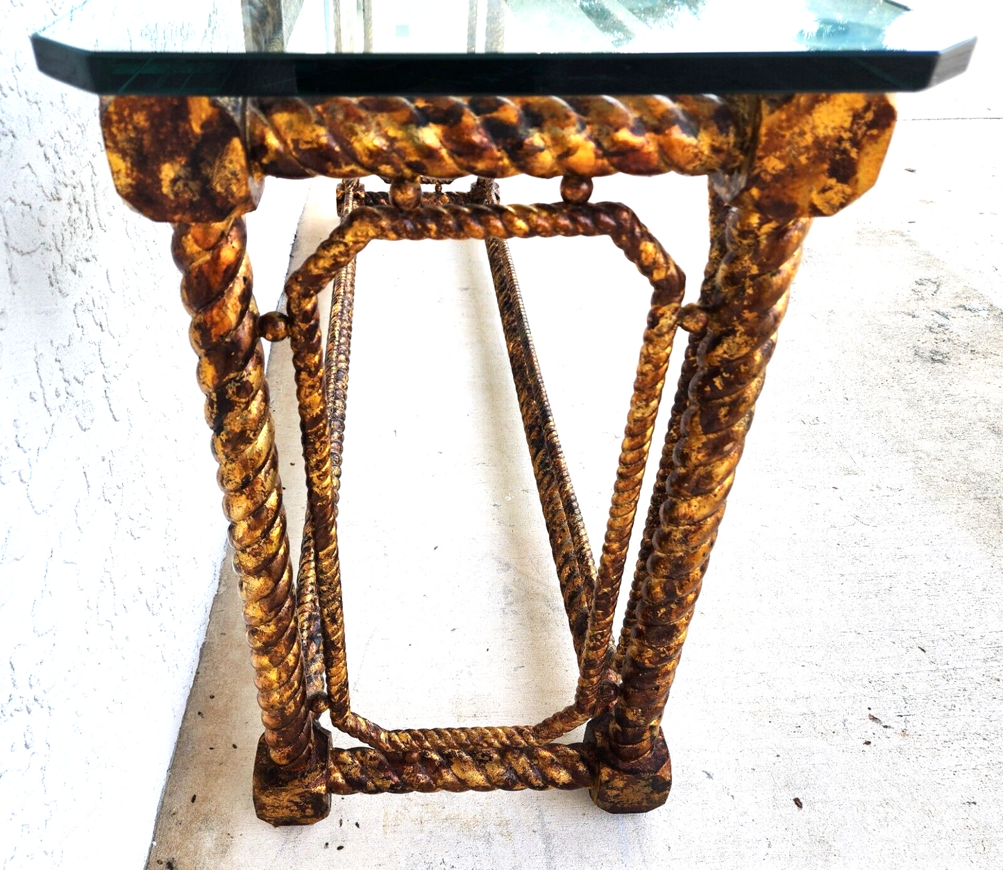 Mid Century French Louis XV Style Giltwood Barley Twist Console Sofa Table