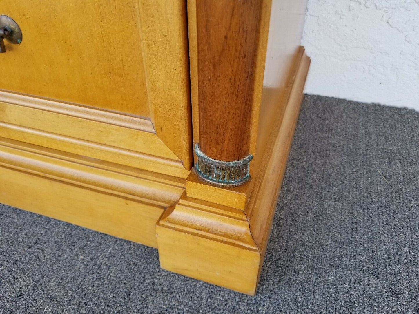 STANLEY FURNITURE Art Deco Dresser with Matching Mirror and Custom Glass Top