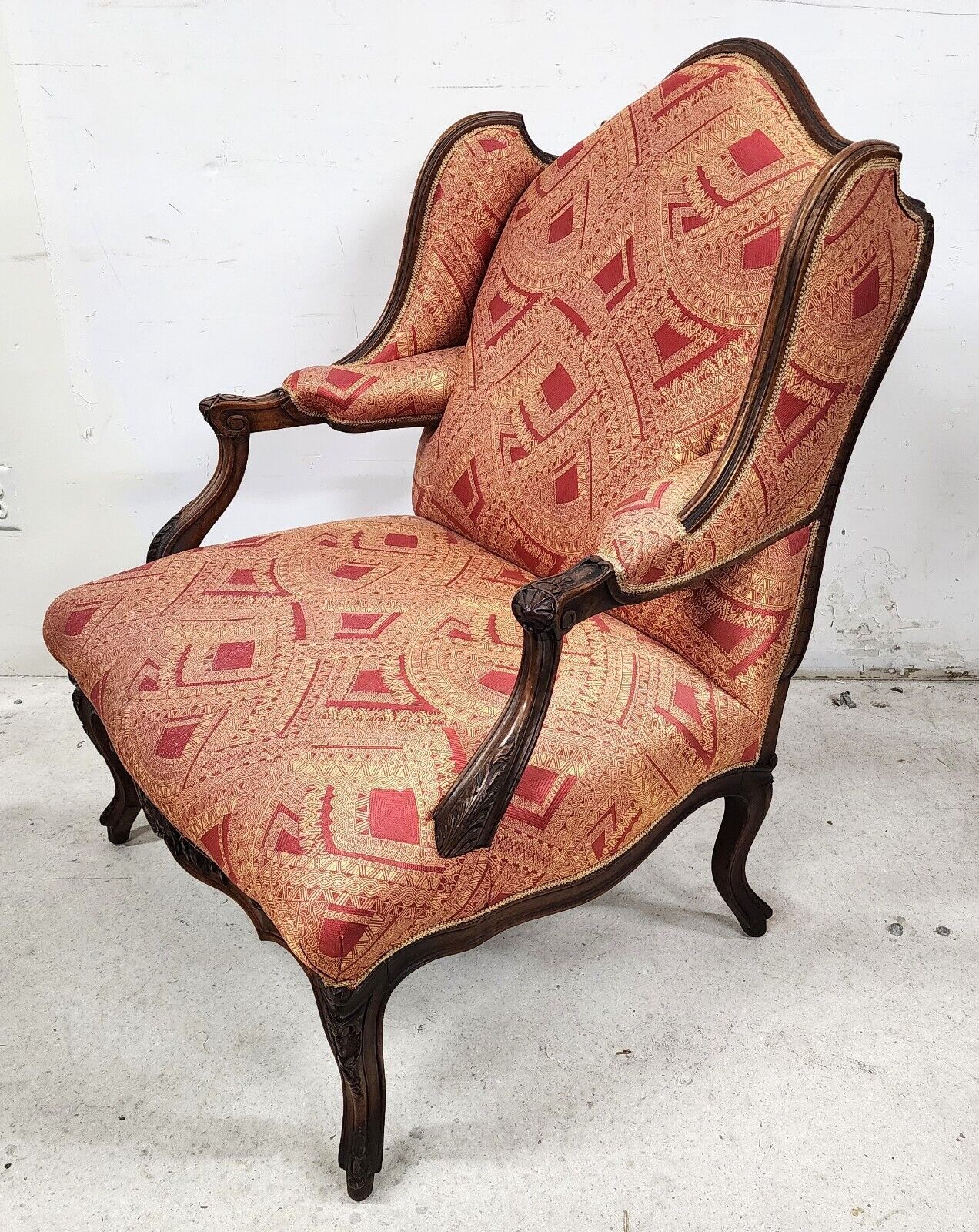 French Provincial Chair Wingback Walnut Bergere Antique