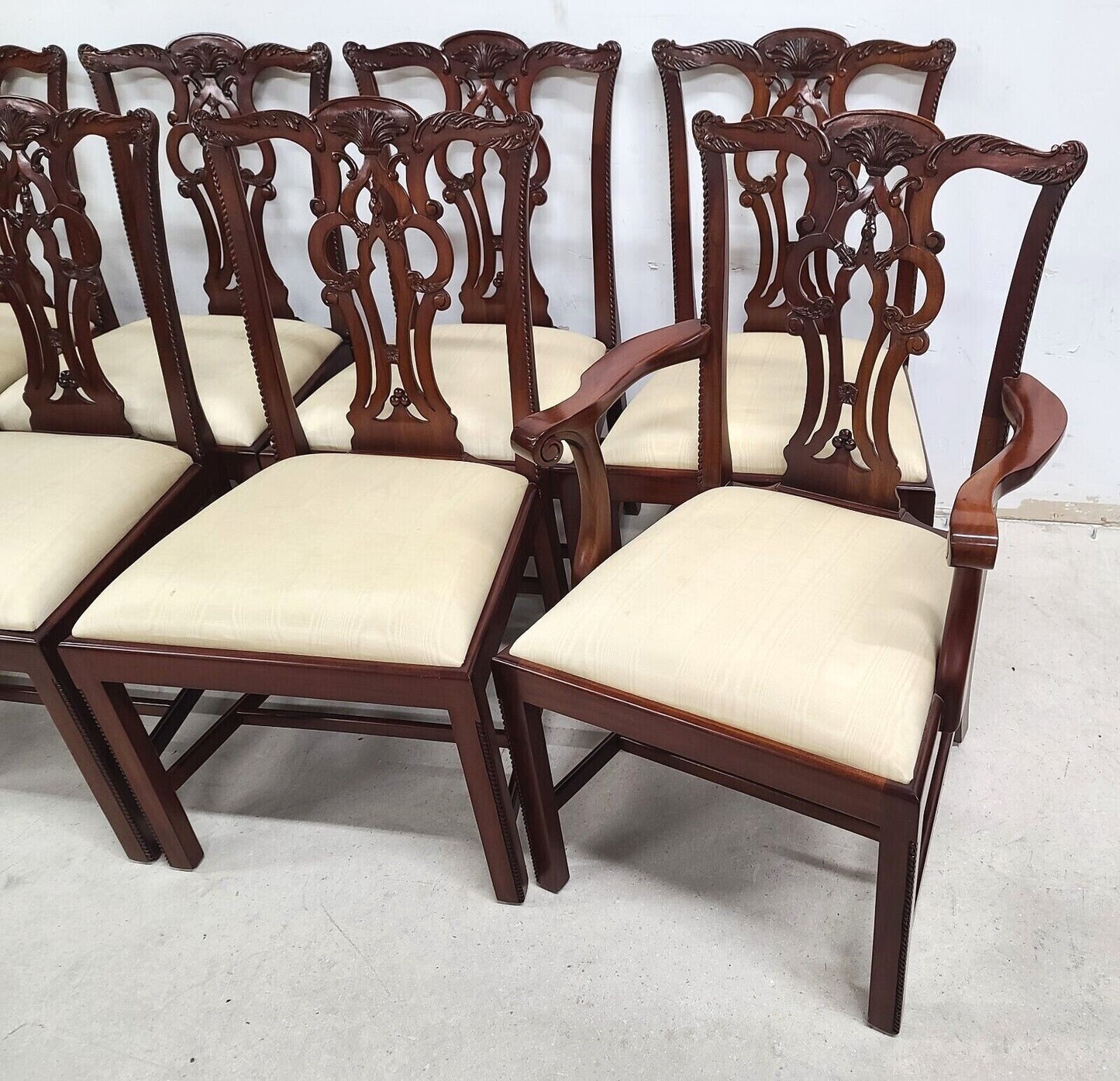 Set of 8 Mahogany Chippendale Dining Chairs by MAITLAND SMITH