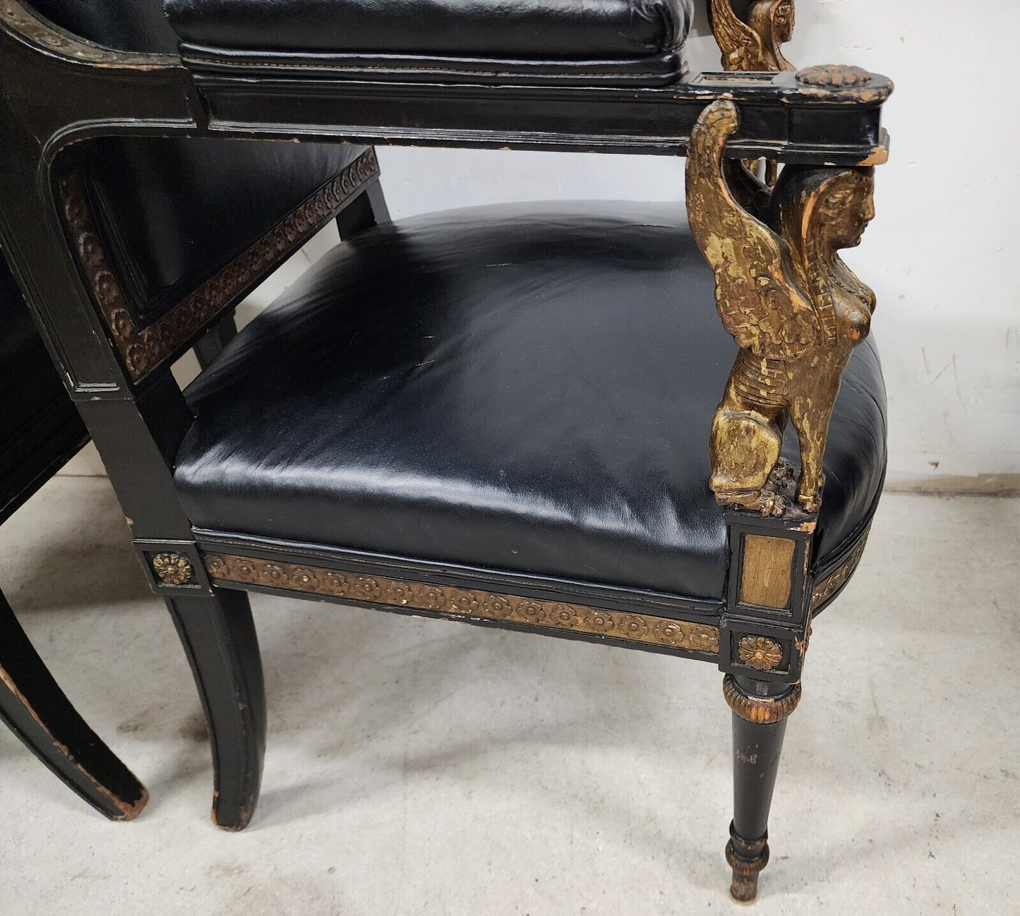 Leather Armchairs Empire Style Mid Century