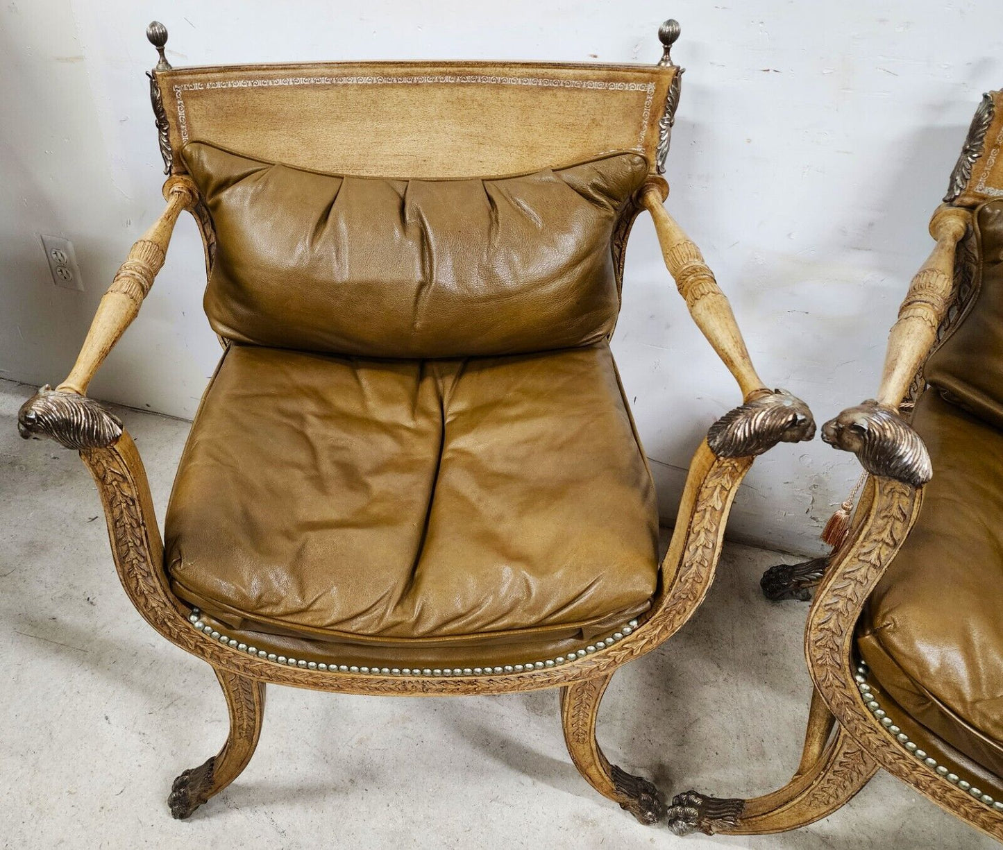 Hollywood Regency Leather " Cleopatra " Armchairs by FERGUSON COPELAND
