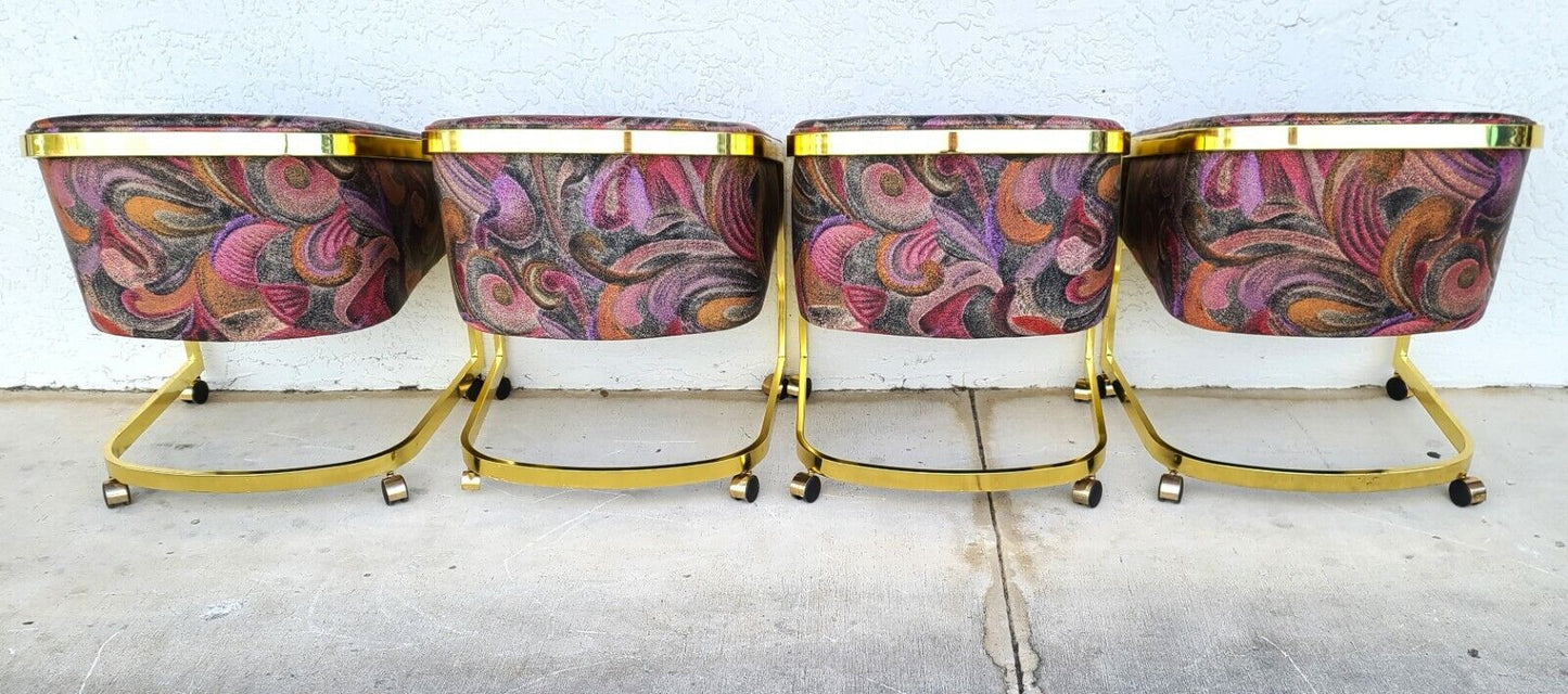 Milo Baughman for Design Institute of America Rolling Gaming Dining Club Chairs