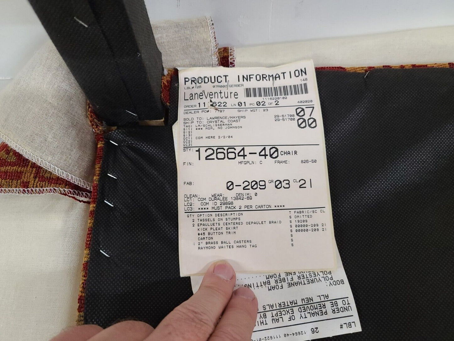 Pair of Rolling Parsons Dining Chairs by LANE VENTURE