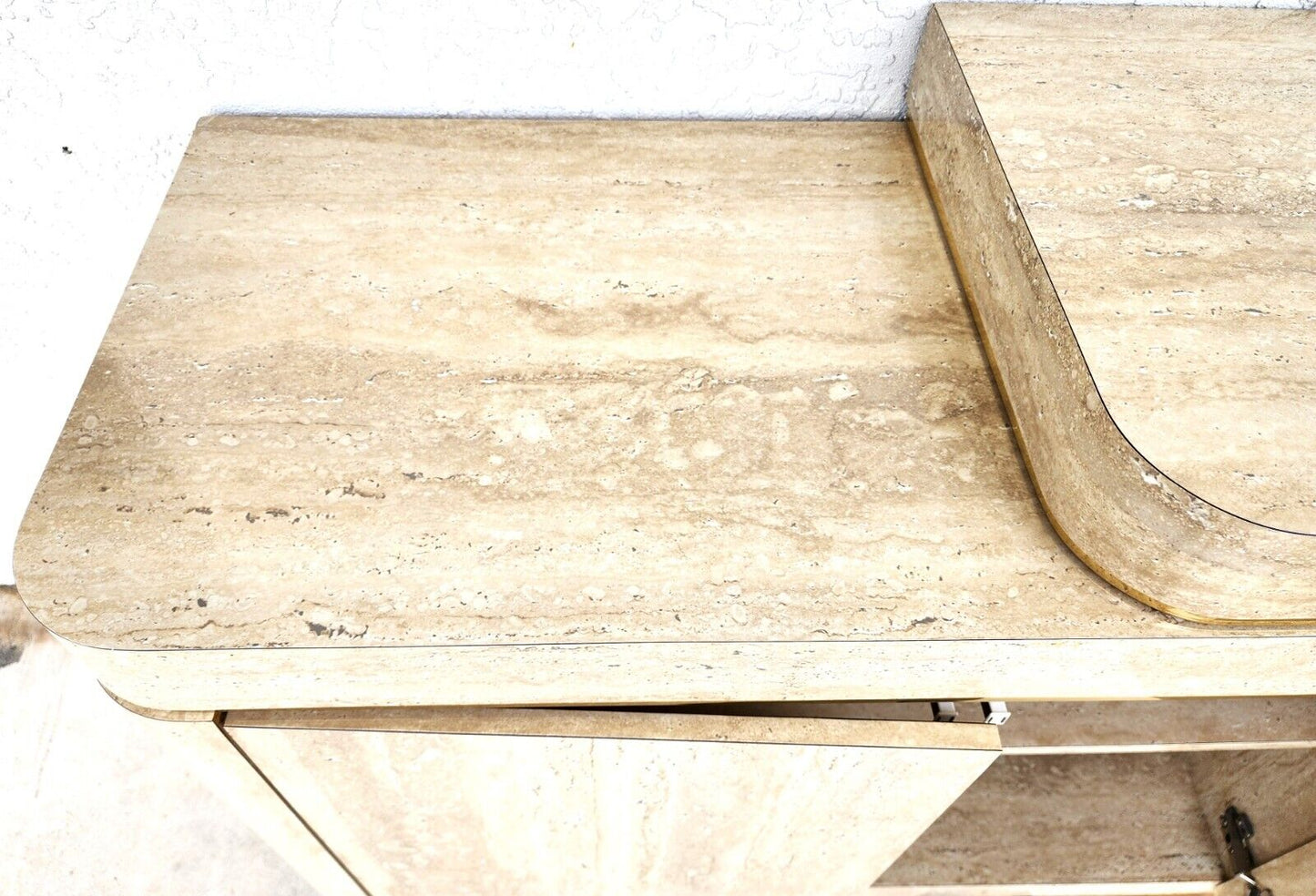 Sideboard Buffet Dry Bar Cabinet Postmodern Faux Travertine