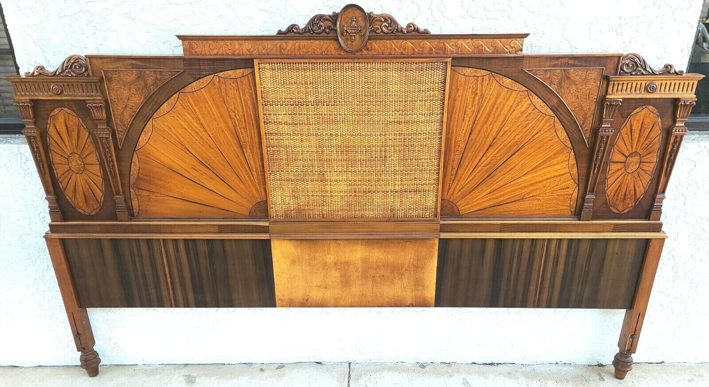 Antique c 1900 Art Nouveau Amboyna Burl Hand Carved Walnut Dresser