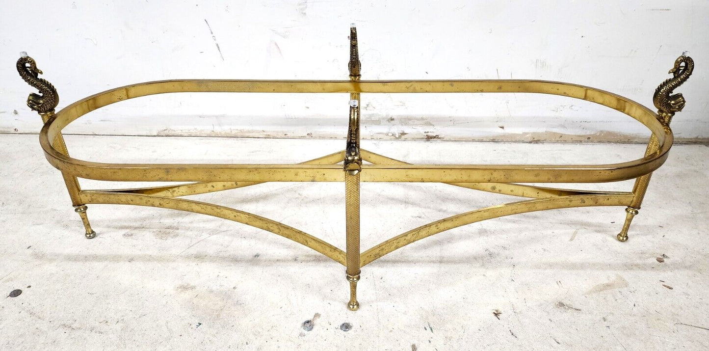 Italian Brass Coffee Table with Dolphins Supporting Glass Top