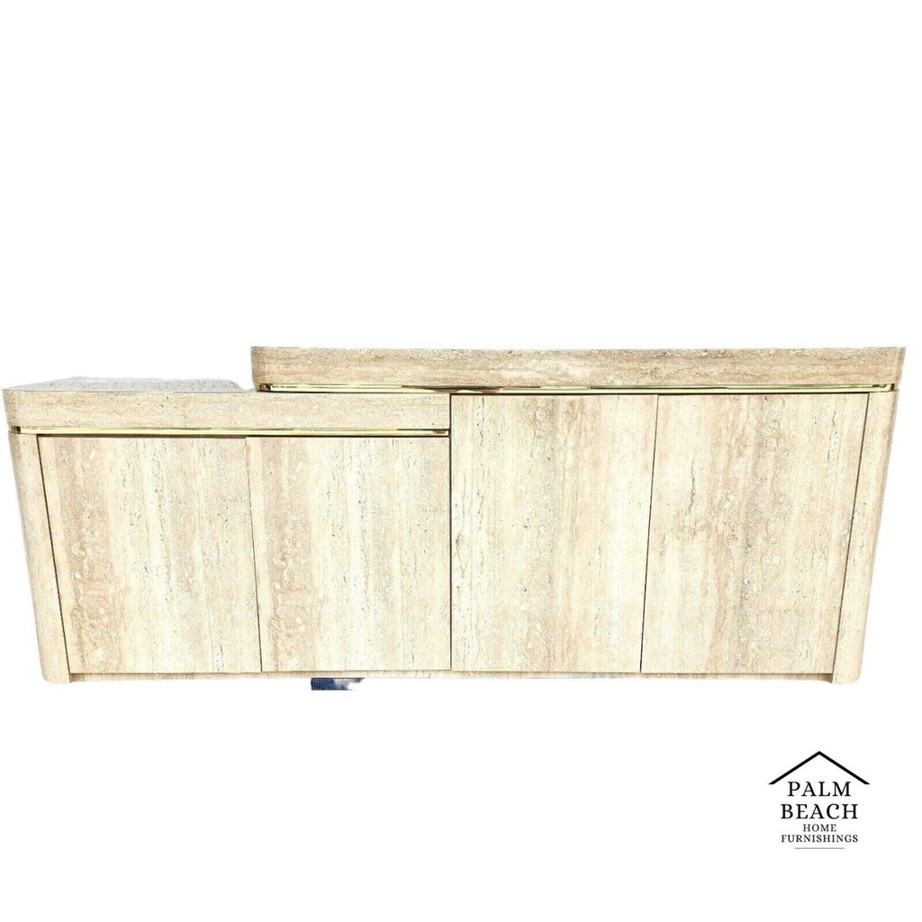 Sideboard Buffet Dry Bar Cabinet Postmodern Faux Travertine