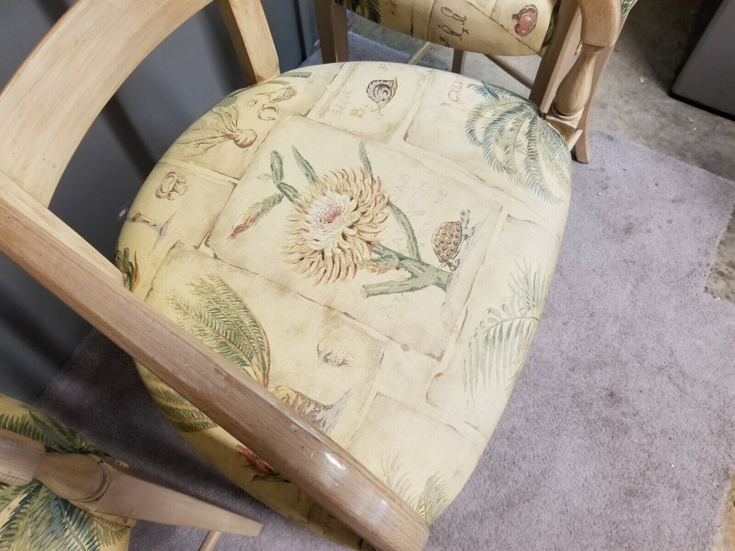 Set of 4 Tall WILLIAM SWITZER Country French Lacquered Light Wood Bar Stools