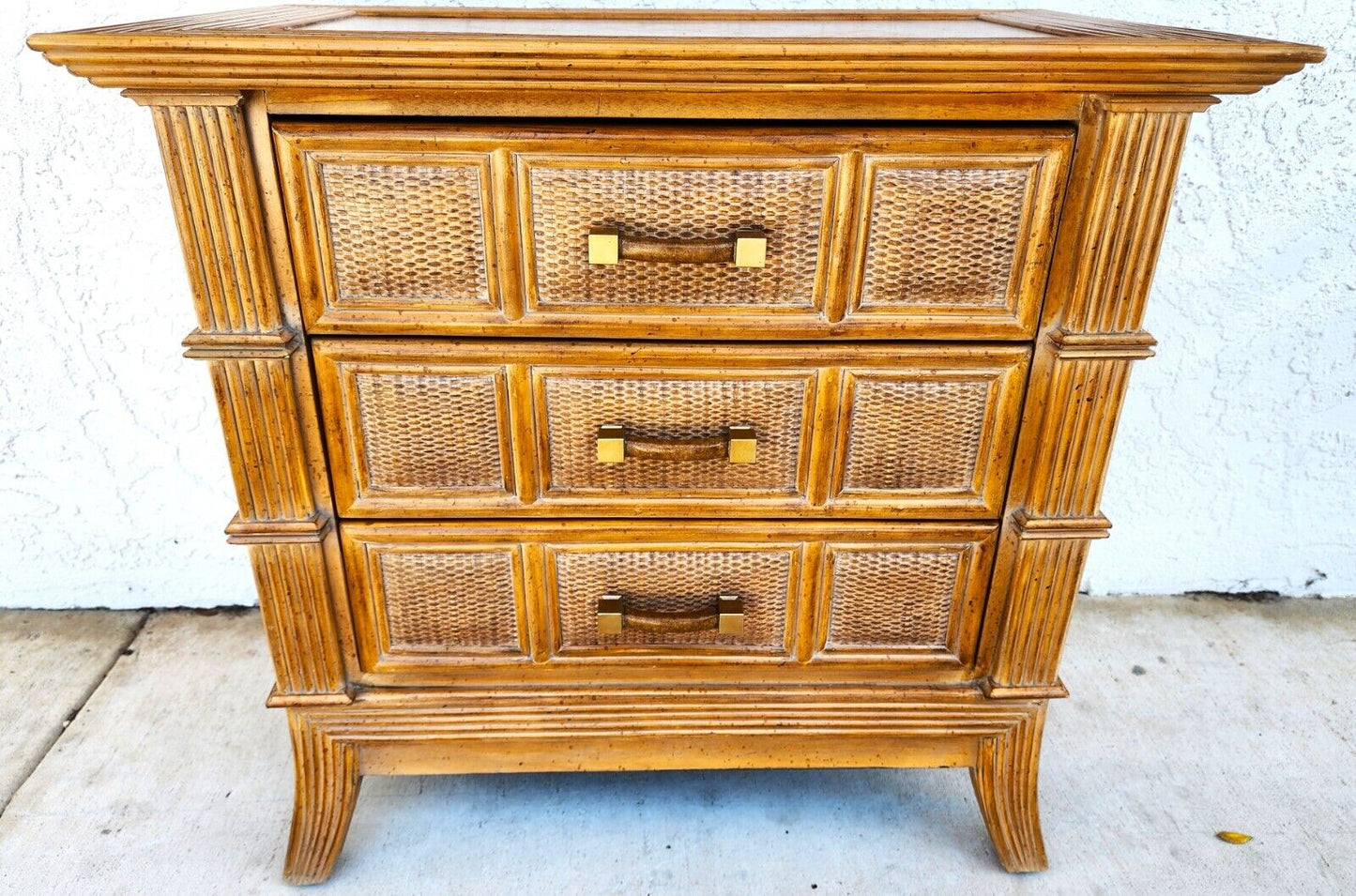 Boho Bamboo Wicker Nightstand Chest by Lexington