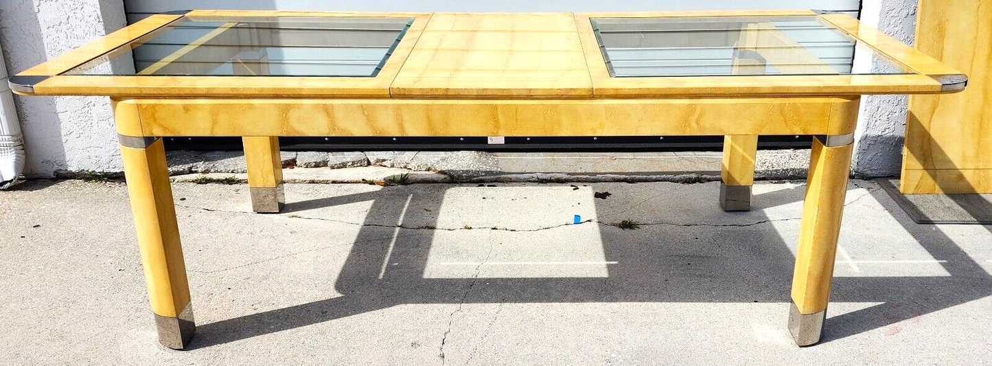 MCM Goatskin Dining Table Karl Springer Style Extendable