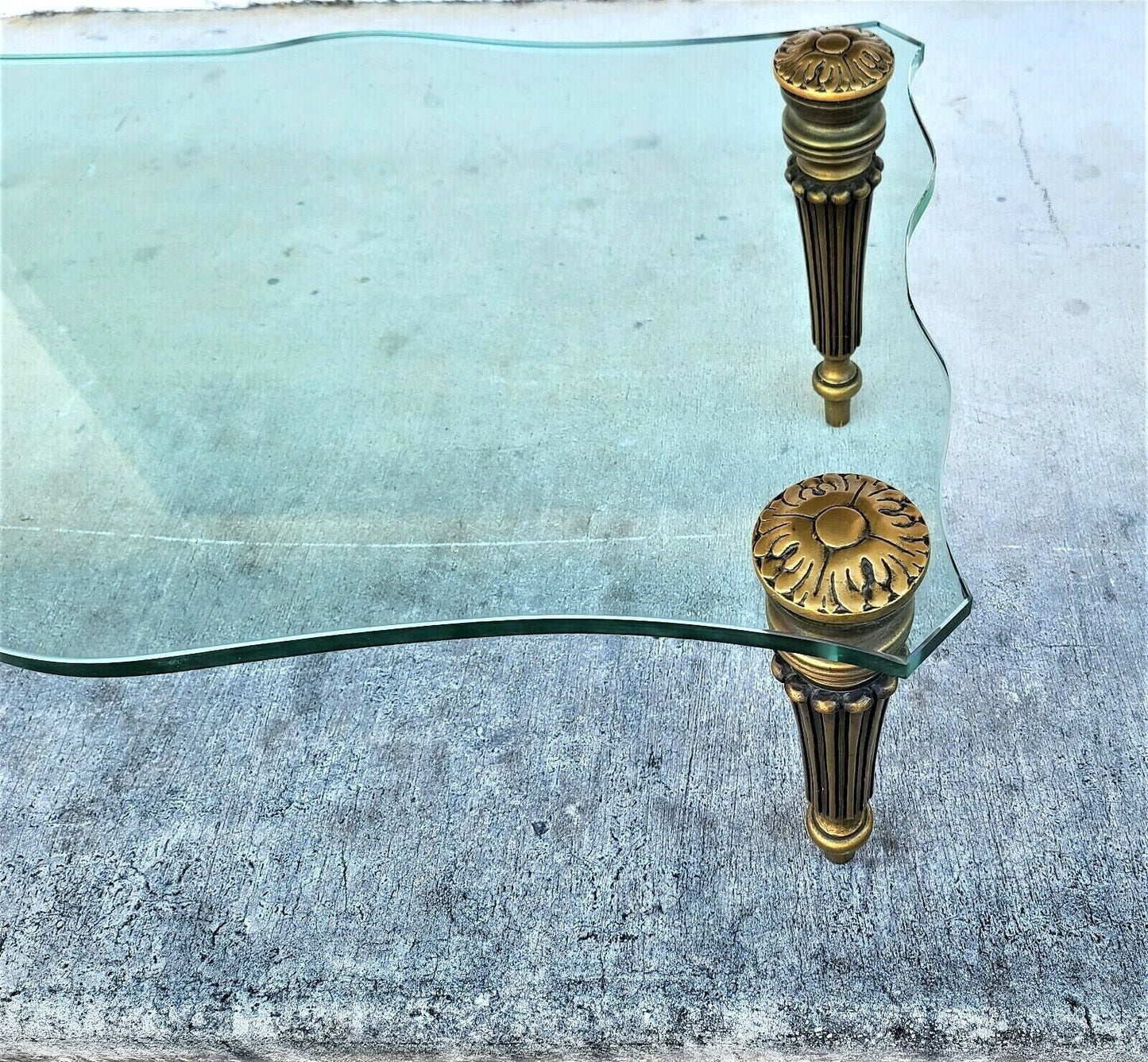 FRANCISCO HURTADO Style Sculptural Hollywood Regency Glass Coffee Cocktail Table