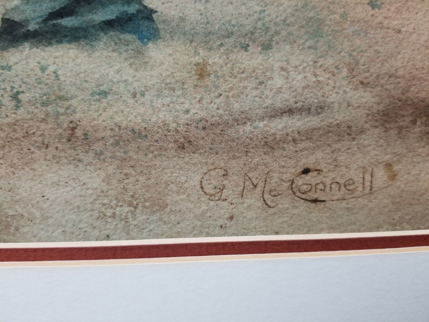 Original Signed G McCONNELL Landscape Farmhouse Watercolor Painting