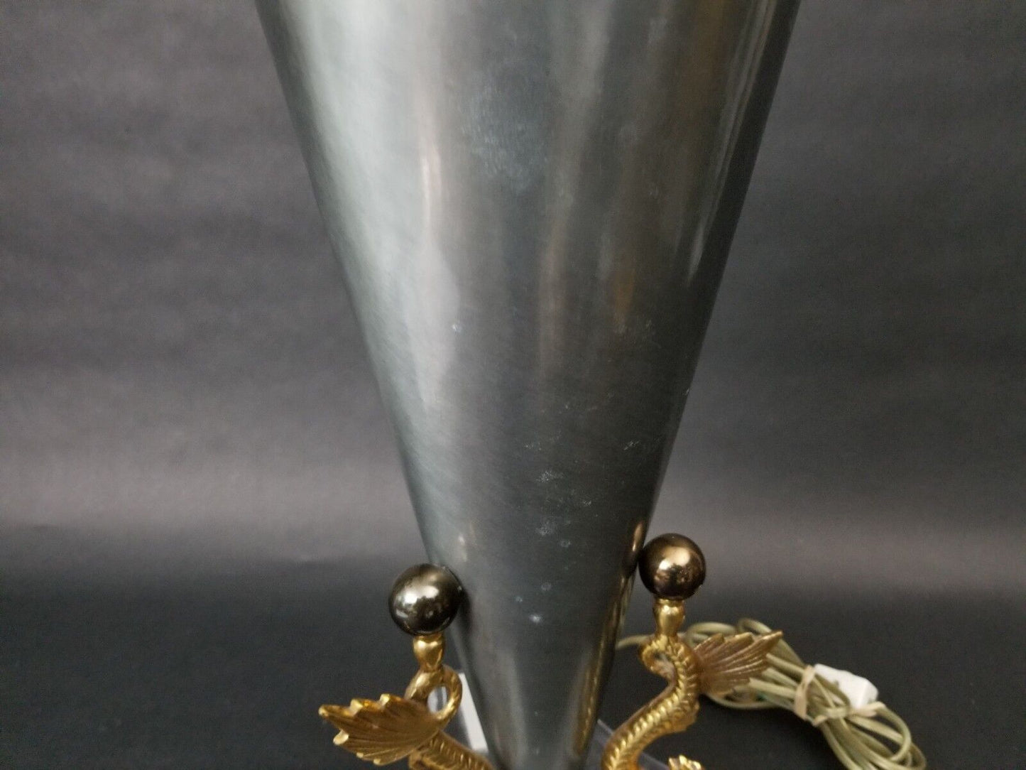 1990's Monumental Bauer Lamp Co Brass Acrylic Lucite Metal Table Lamp 33"