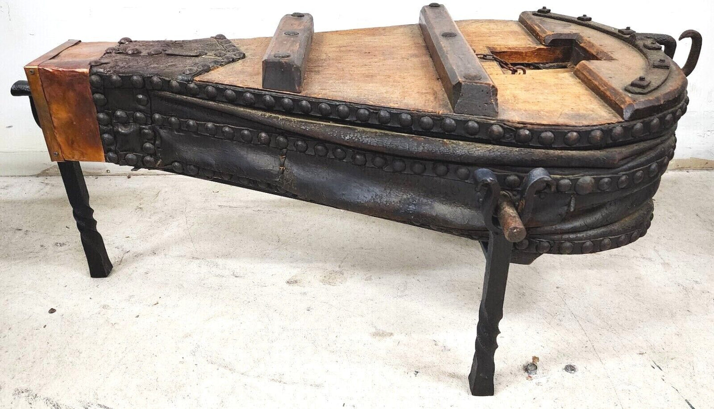 1800s French Blacksmith Bellows Rustic Coffee Table