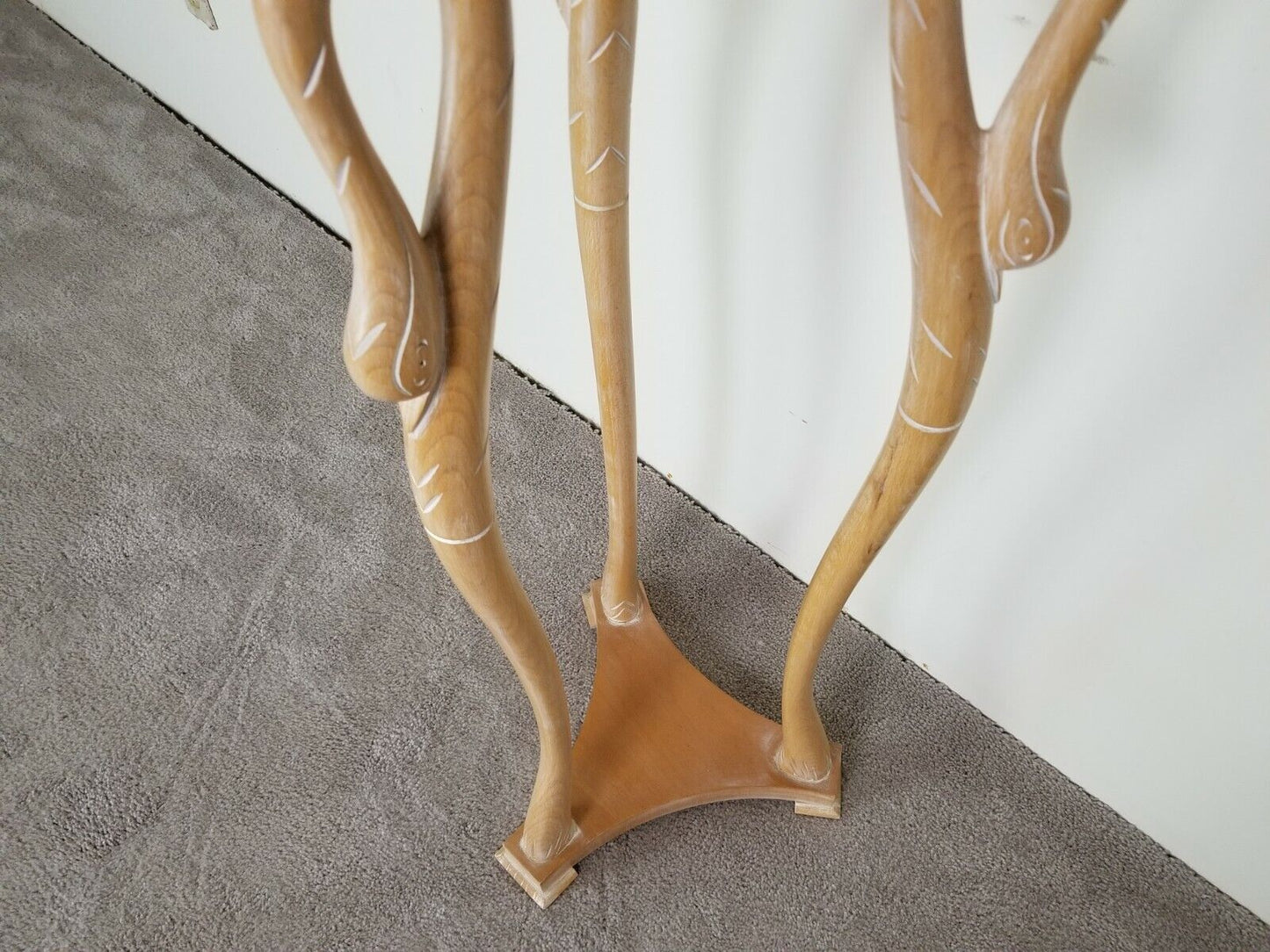 Tall 41" Hand Carved Wood Flamingo Bird Lamp Occasional Table Made in Italy