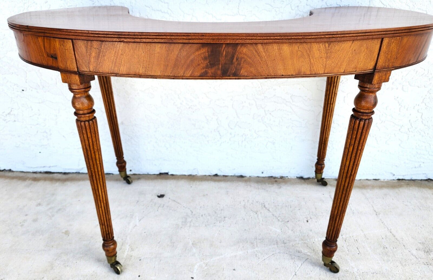 Wood Console Table Desk Mid Century Kidney Horseshoe Shape