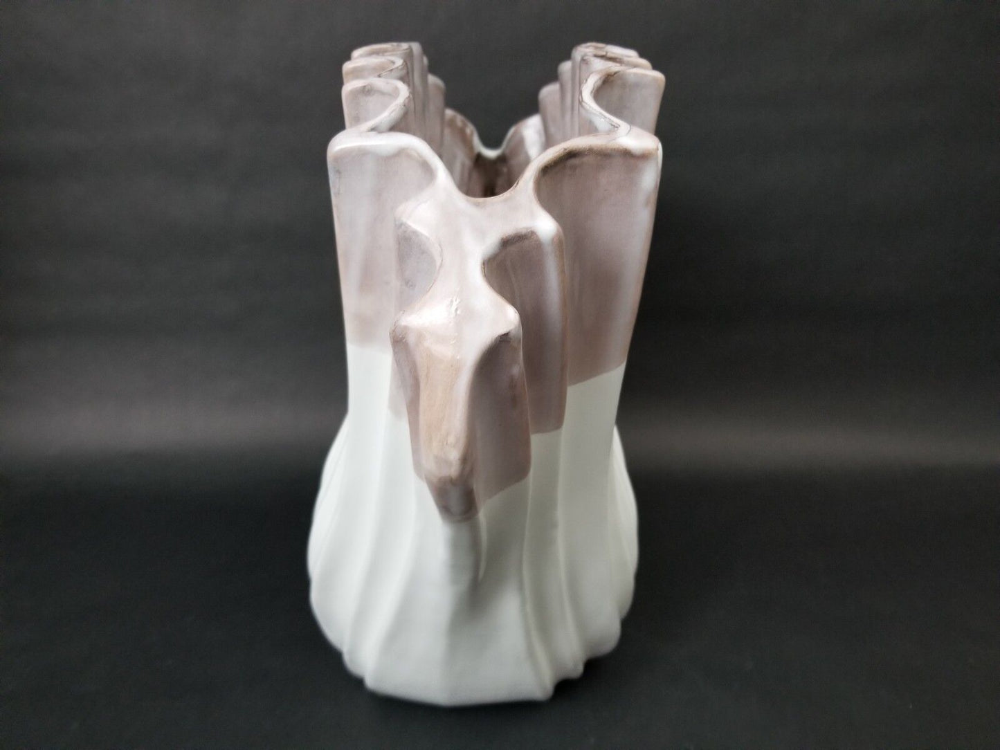 Huge GARCIA IMPORTS Spain Ceramic Scalloped Clam Shell Vase 20" x 16"