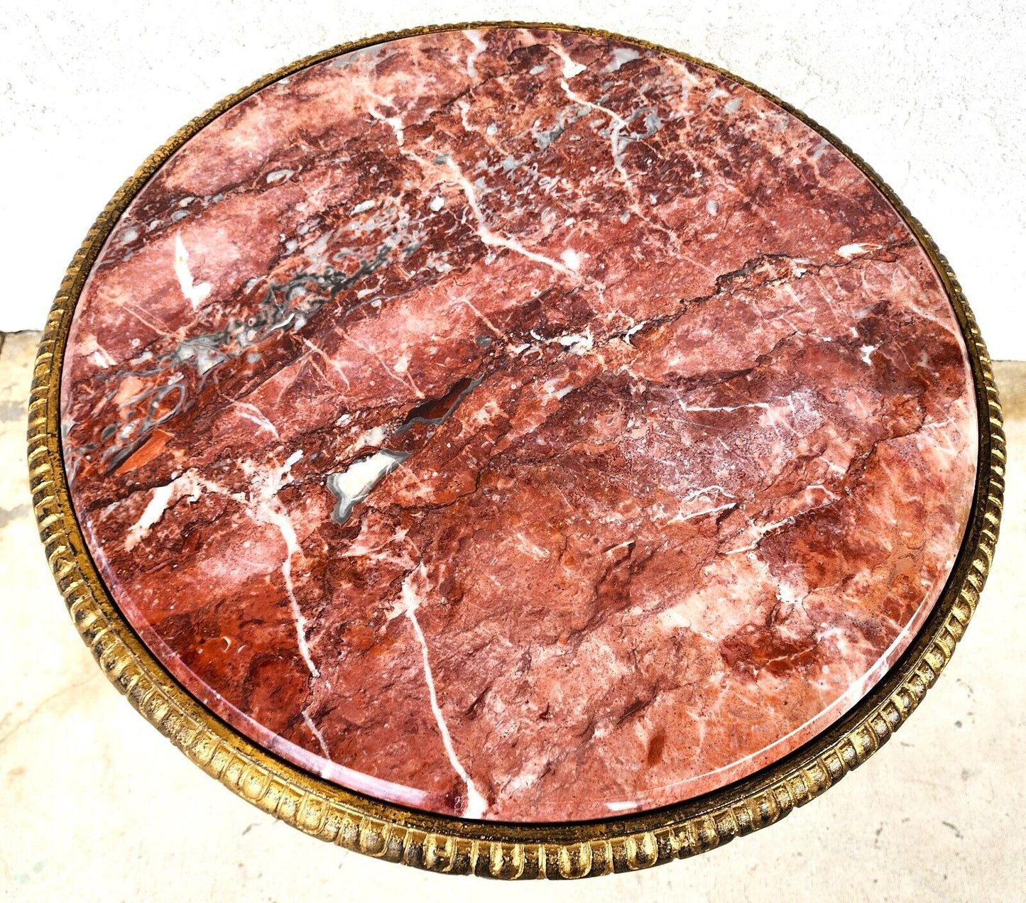 Gueridon Table Patinated and Gilt-Bronze with Marble Top