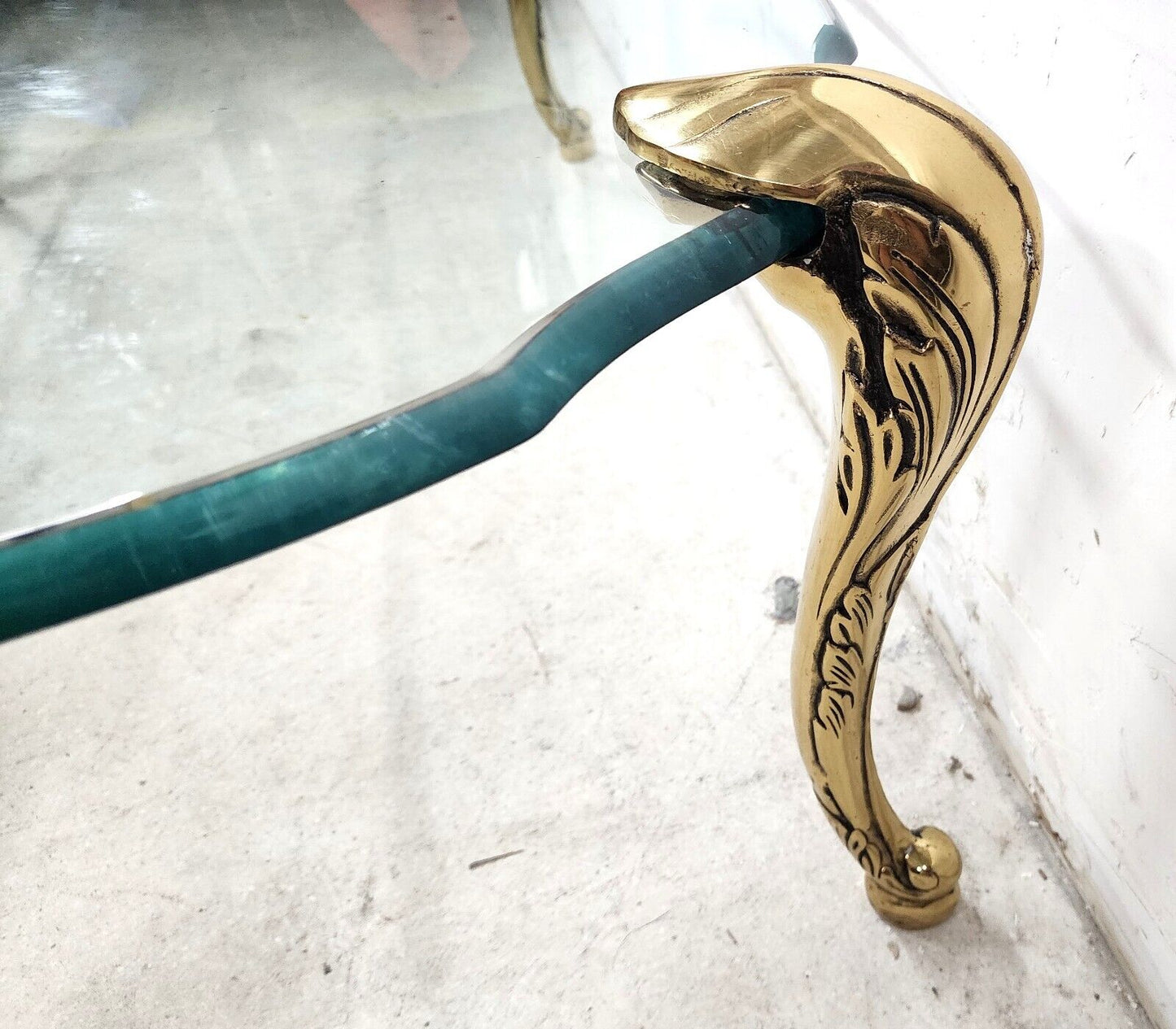 French Provincial Coffee Table Brass & Glass Vintage 1970s by CHAPMAN