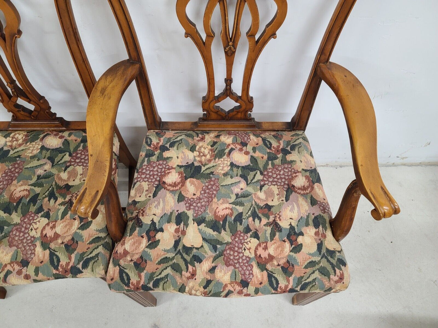 Antique 1930s Set of 6 Mahogany Chippendale Dining Chairs