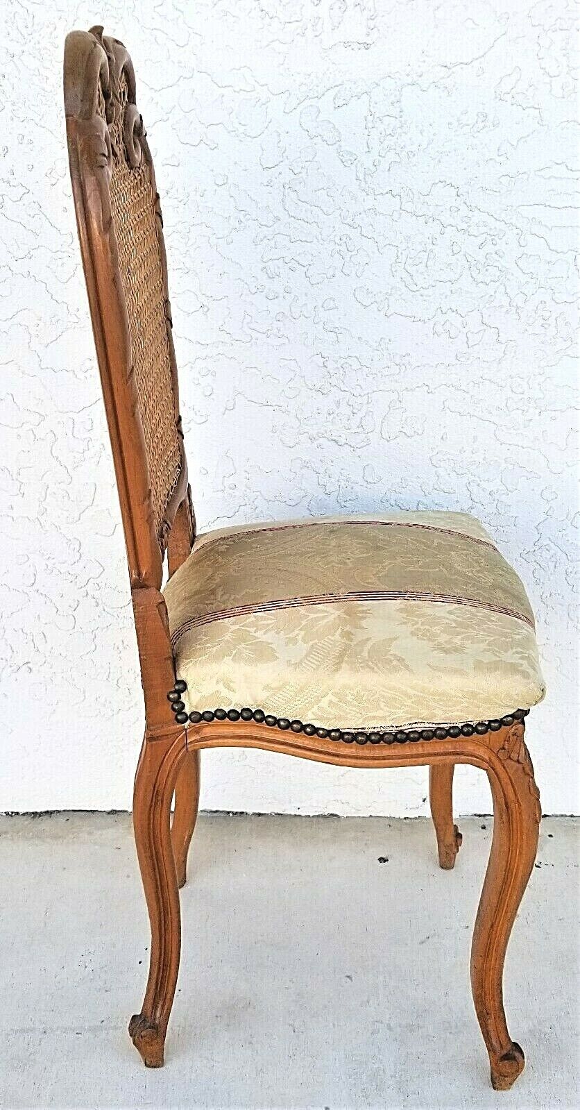 Antique French Provincial Louis XV Caned Vanity Accent Chair
