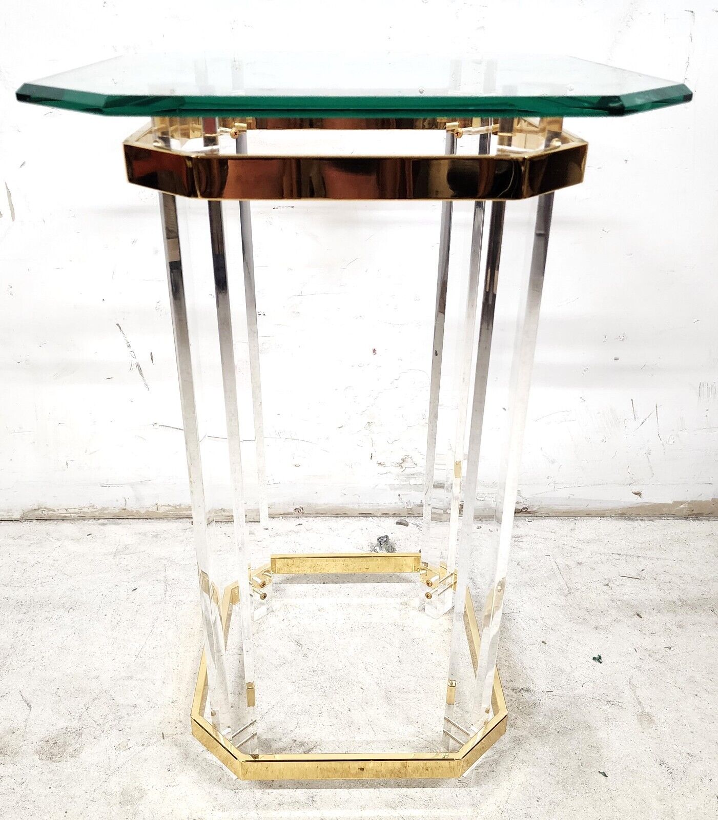 Lucite Side Table CHARLES HOLLIS JONES Style 24 Karat Gold Plated