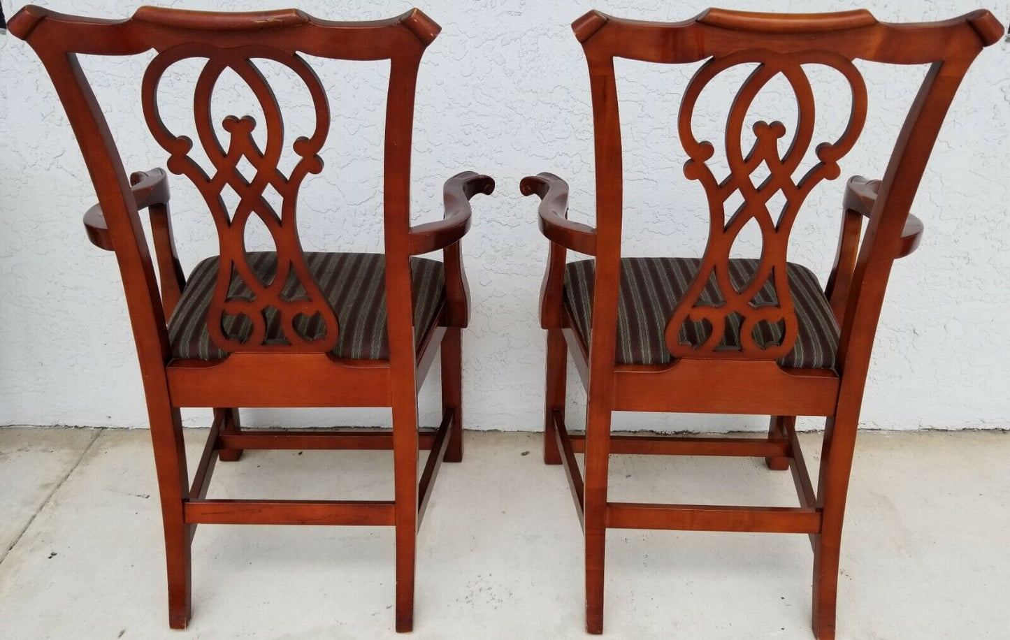 1996 Pair of BERNHARDT #1815 Chippendale Style Armchairs Dining Accent Chairs