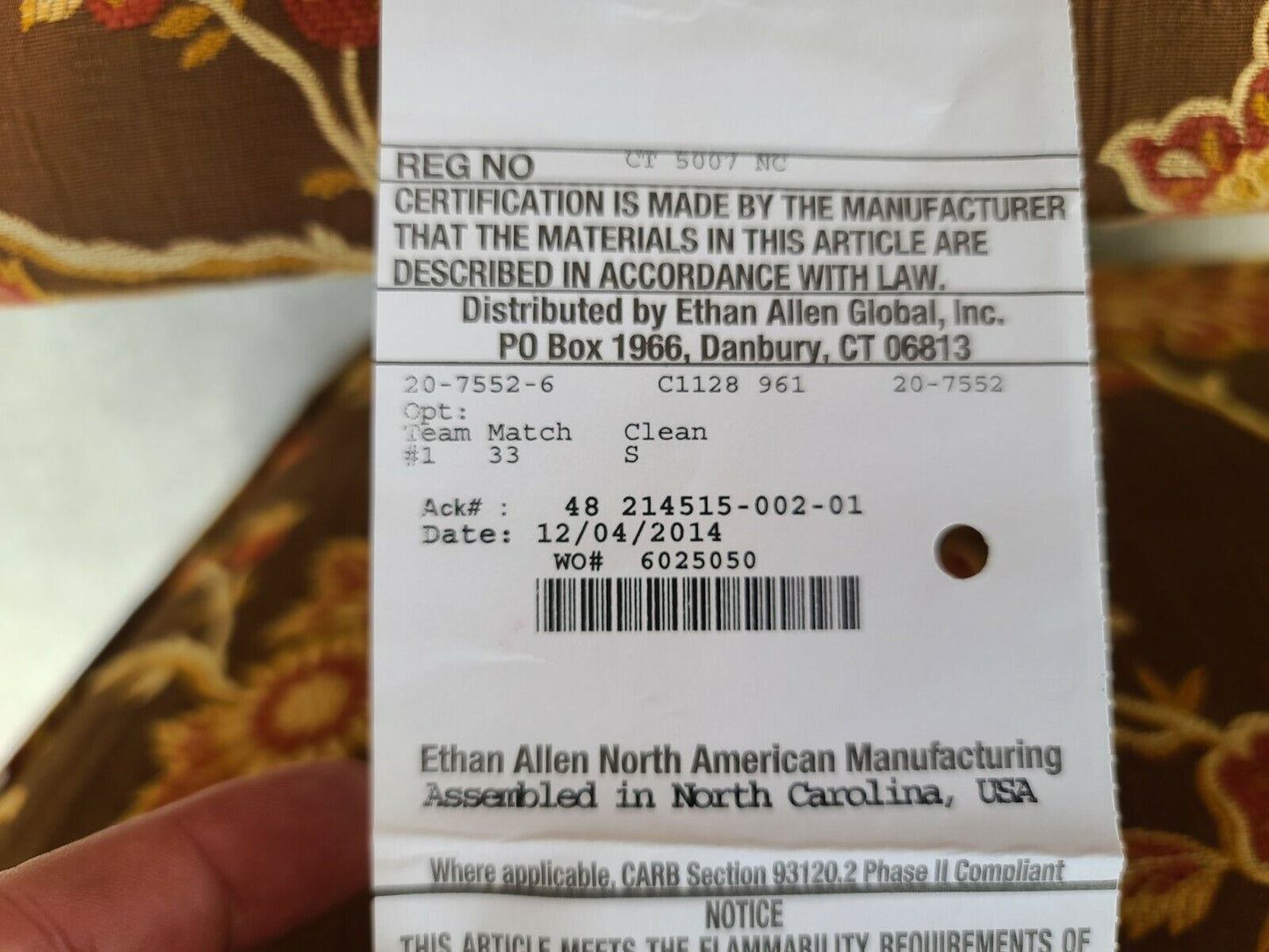 ETHAN ALLEN Chippendale Wingback Armchair