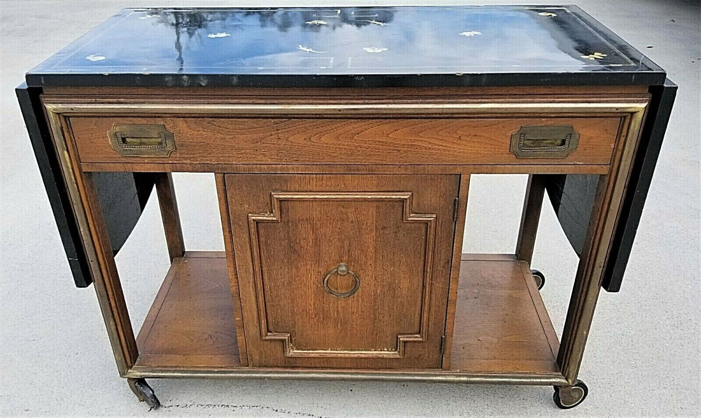 Mid Century Mastercraft Lacquered Rolling Dry Bar Sideboard Buffet Server Cart