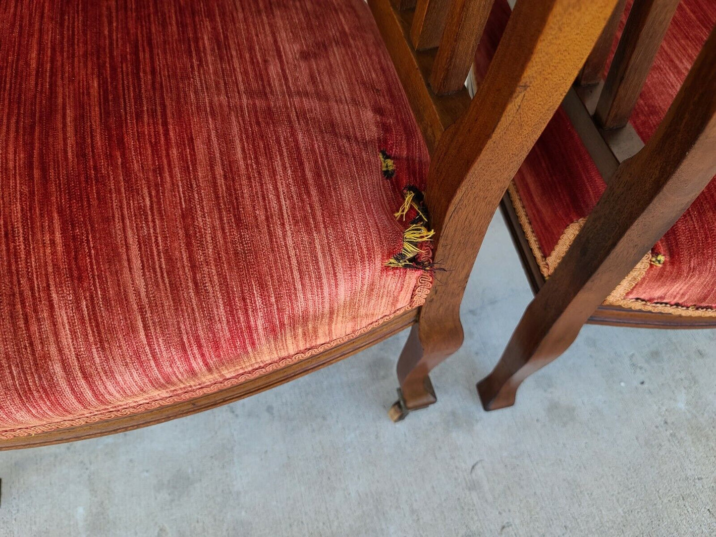 Antique c 1900 Matching Mahogany His Her Armchairs