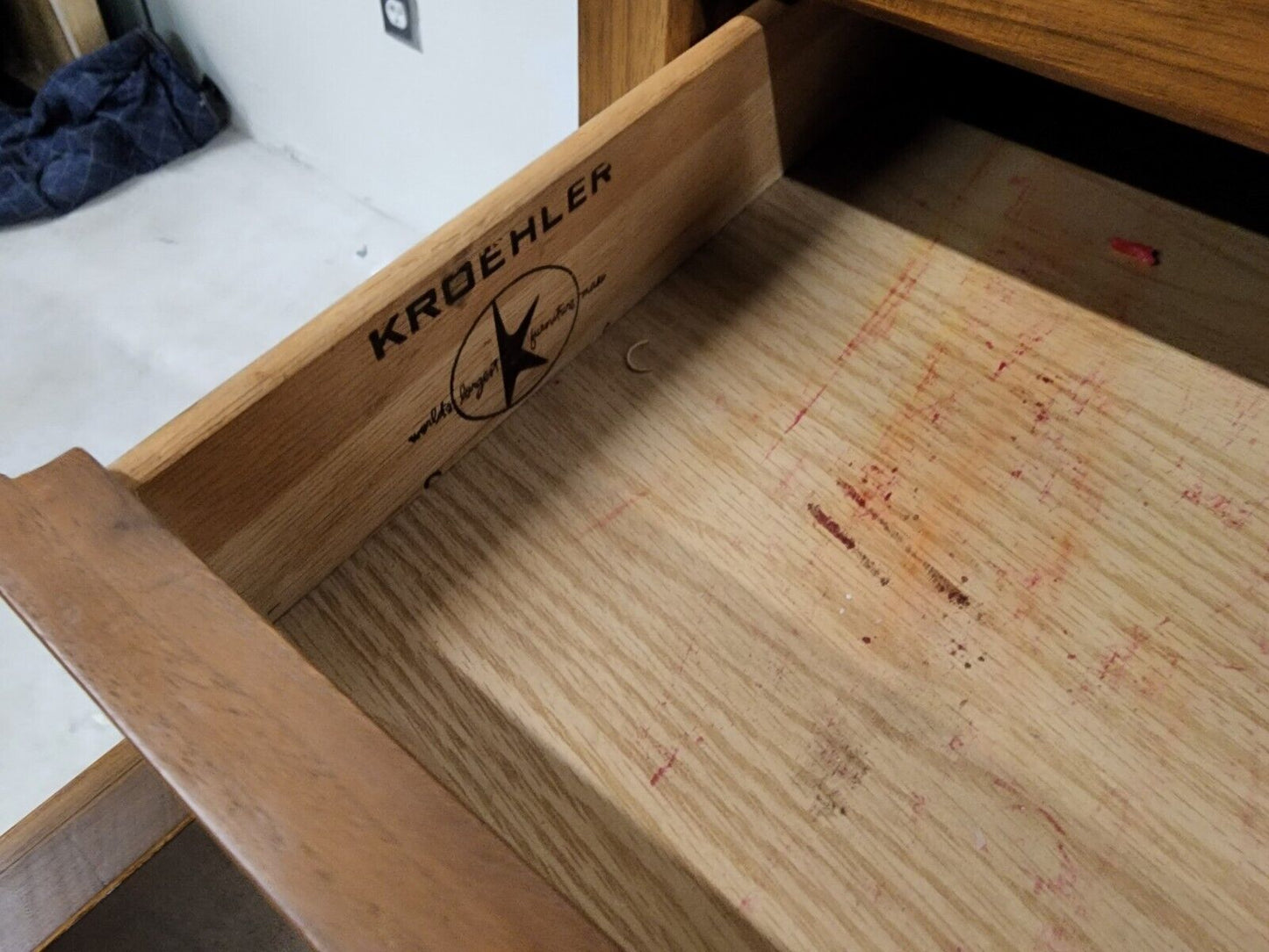 Vintage MCM Walnut Rolling Sideboard Buffet Bar Cart by KROEHLER