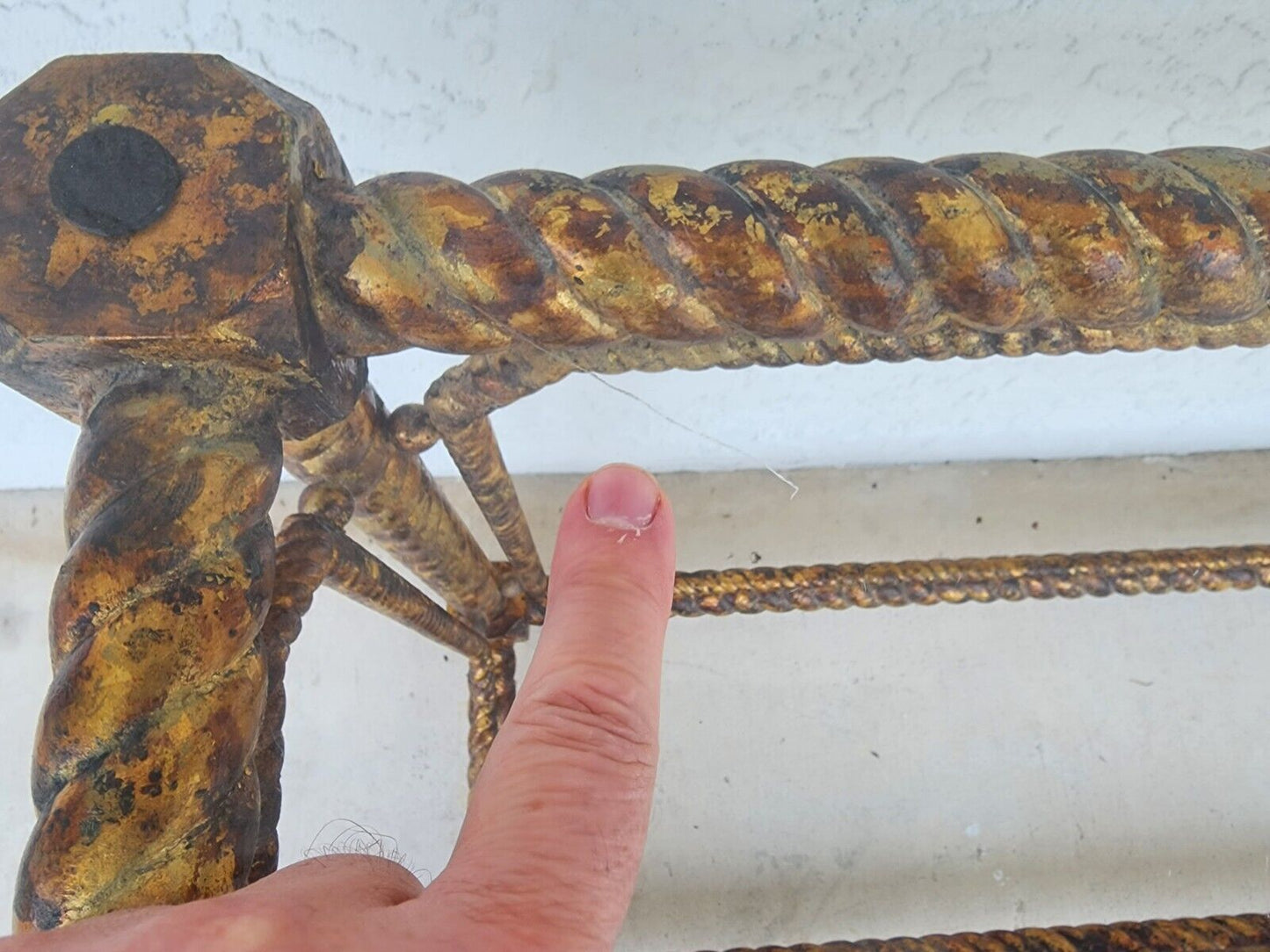 Mid Century French Louis XV Style Giltwood Barley Twist Console Sofa Table