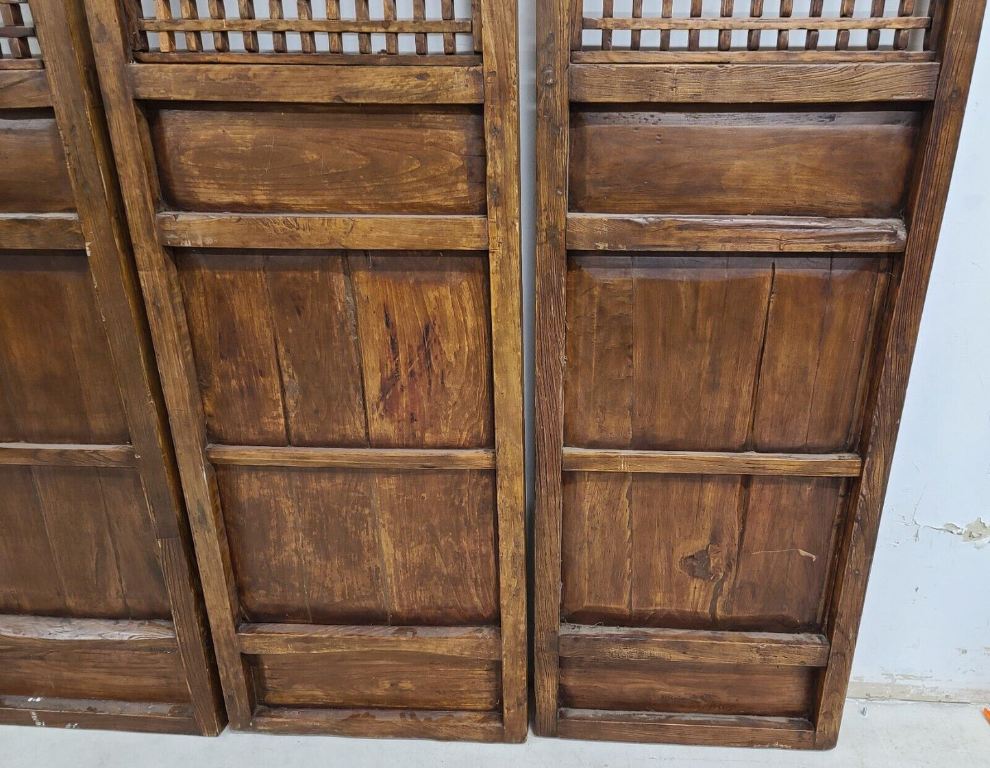 (4) 19th Century Chinese Fretwork Doors Screens Wall Panels 10 Foot