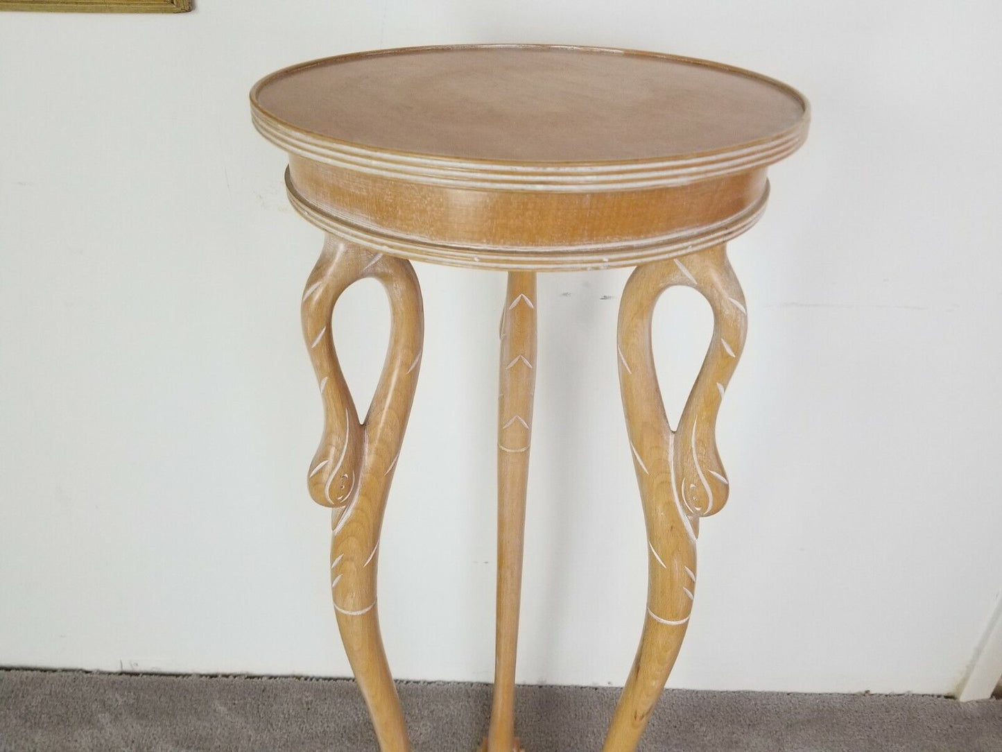 Tall 41" Hand Carved Wood Flamingo Bird Lamp Occasional Table Made in Italy