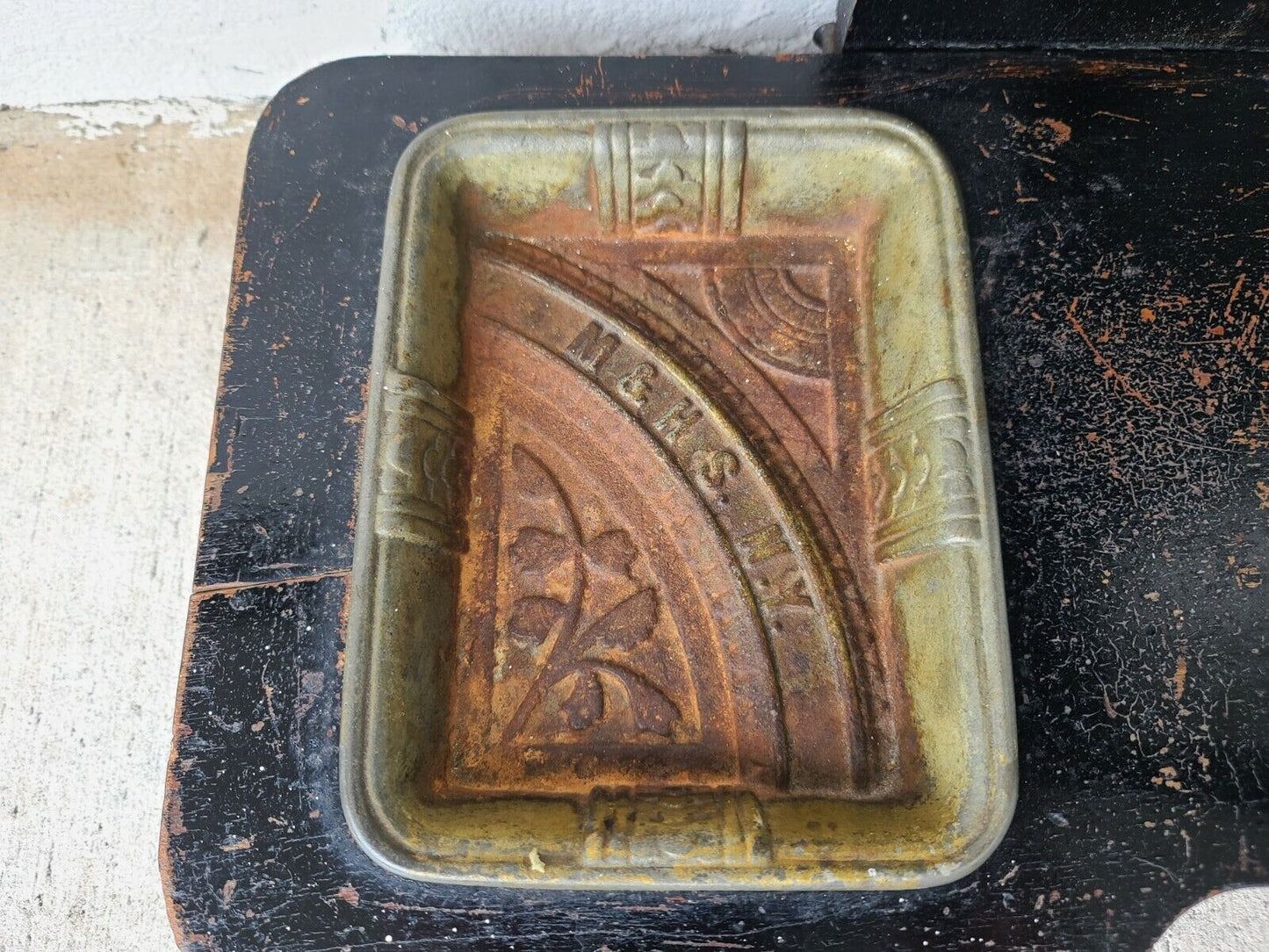 Antique M & H Solid Wood Hall Tree with Marble Top and Drawer