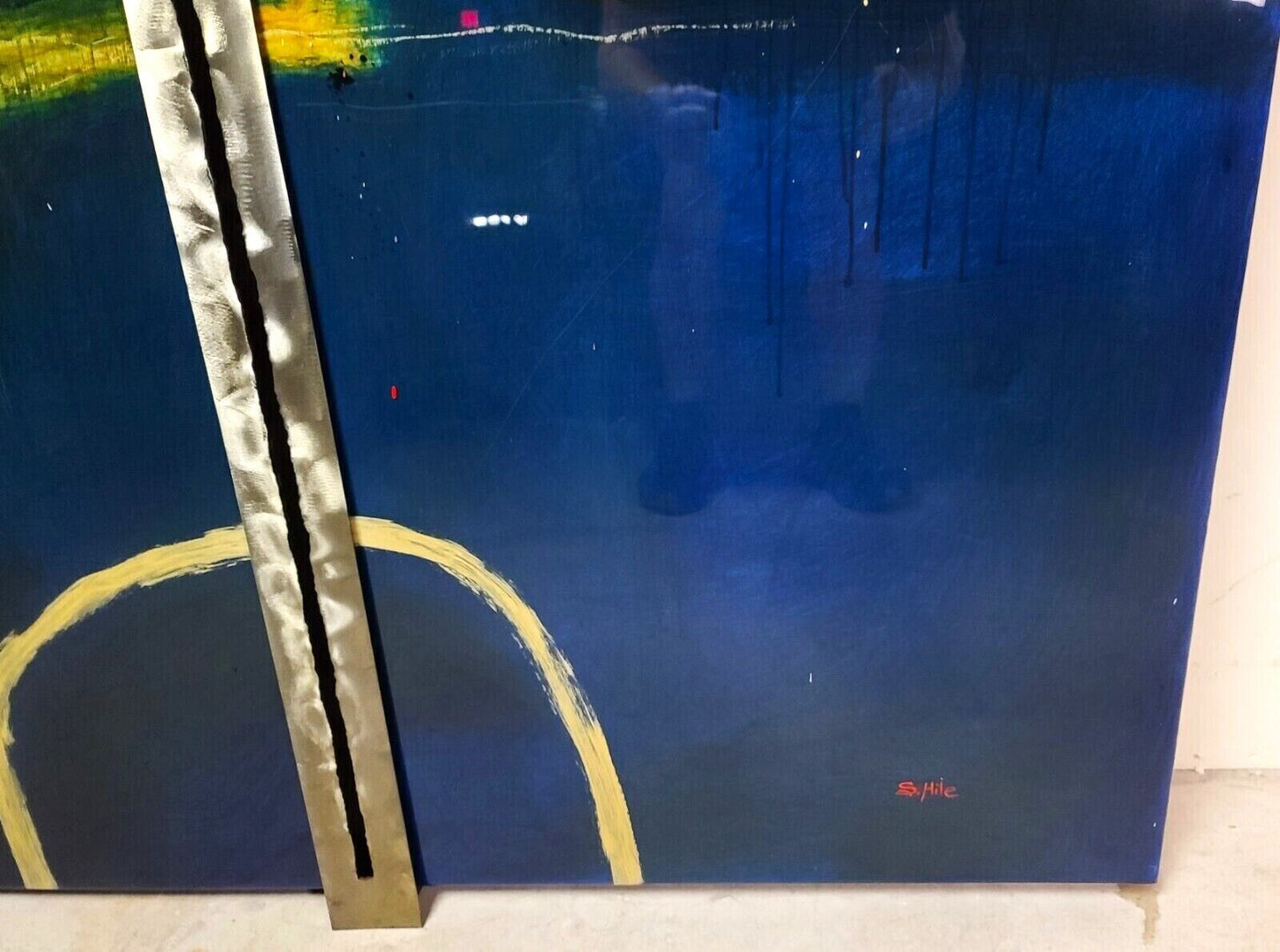 Monumental 61 x 51 Mid Century Modern Abstract Painting Sculpture by SCOTT HILE