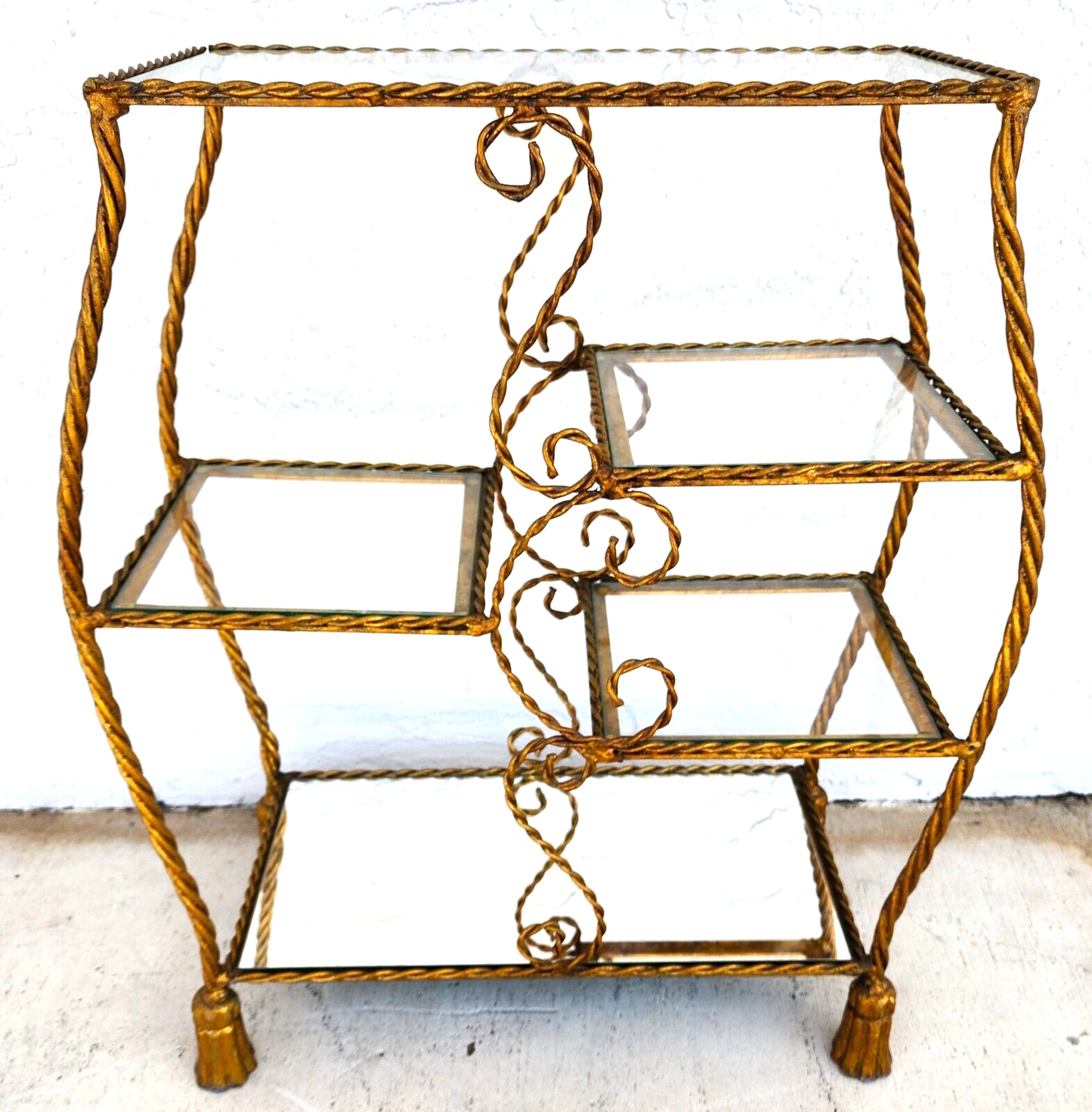 Rope Tassel Gilt Table Shelves Vintage