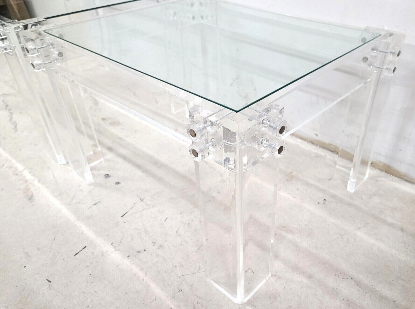 Oversized 1970s Vintage MCM Lucite Glass Side End Tables
