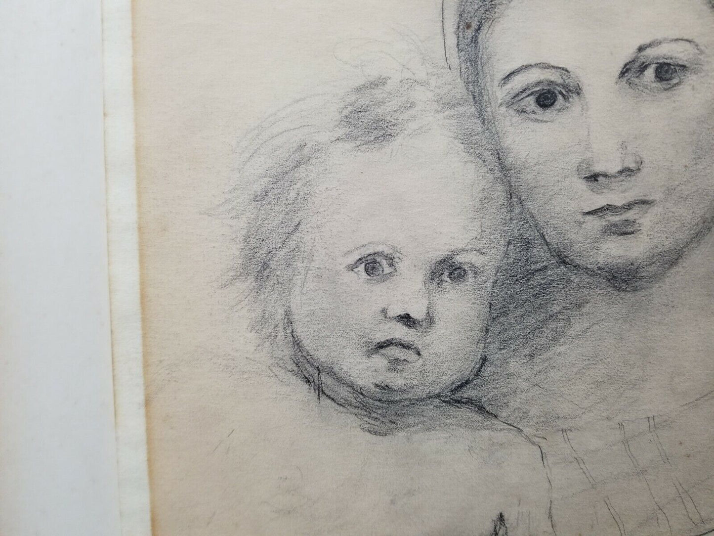 Original Theo Van Doesburg Pencil Signed Drawing of Madonna and Child