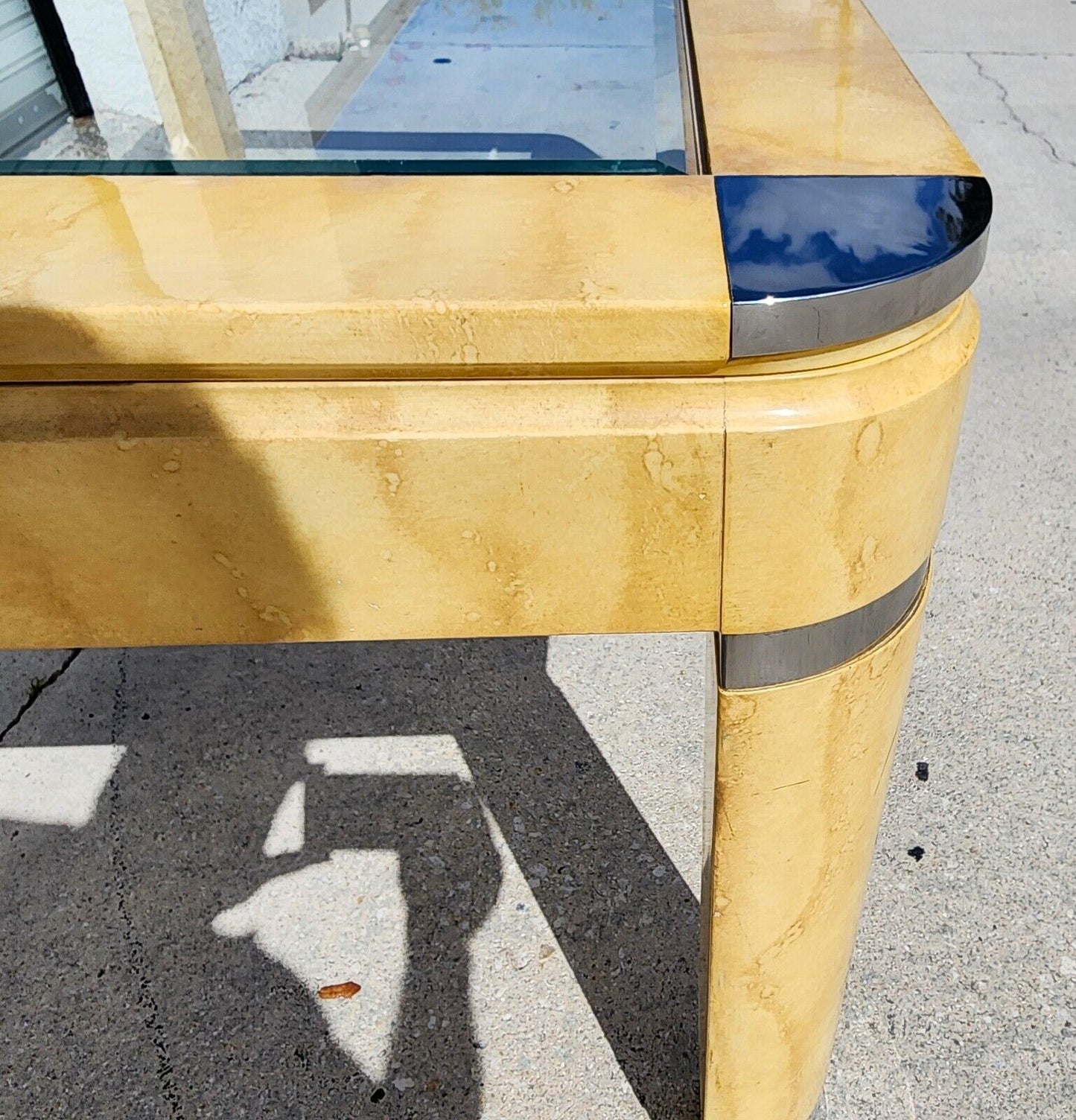 MCM Goatskin Dining Table Karl Springer Style Extendable