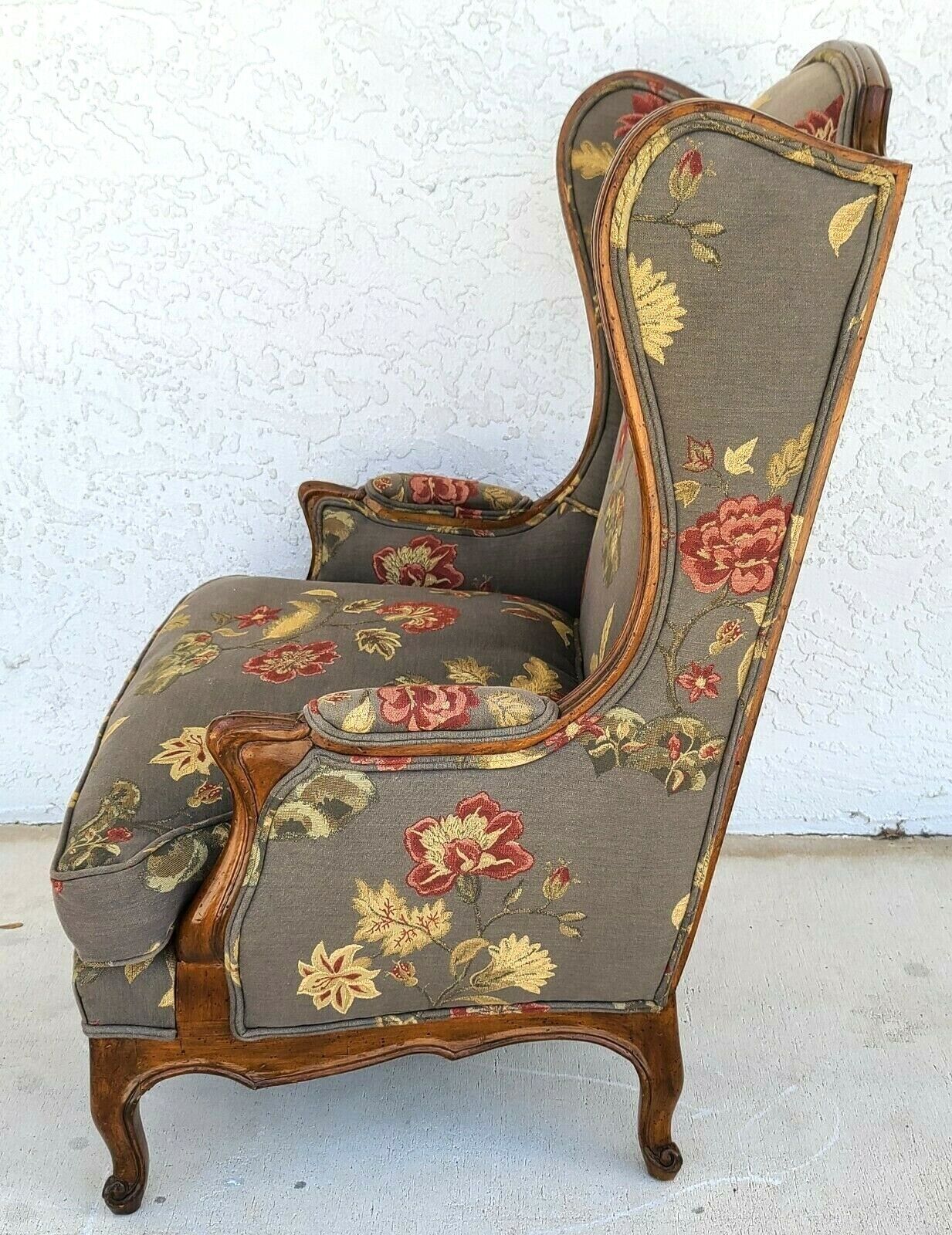 Fantastic Vintage Upholstered Floral Chippendale Wingback Down Cushion Armchair