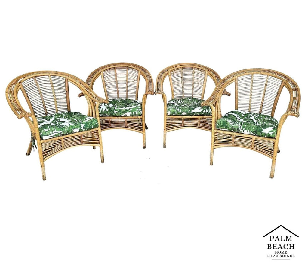 Set of 4 MCM FRANCO ALBINI Style Bamboo Rattan Bentwood Armchairs