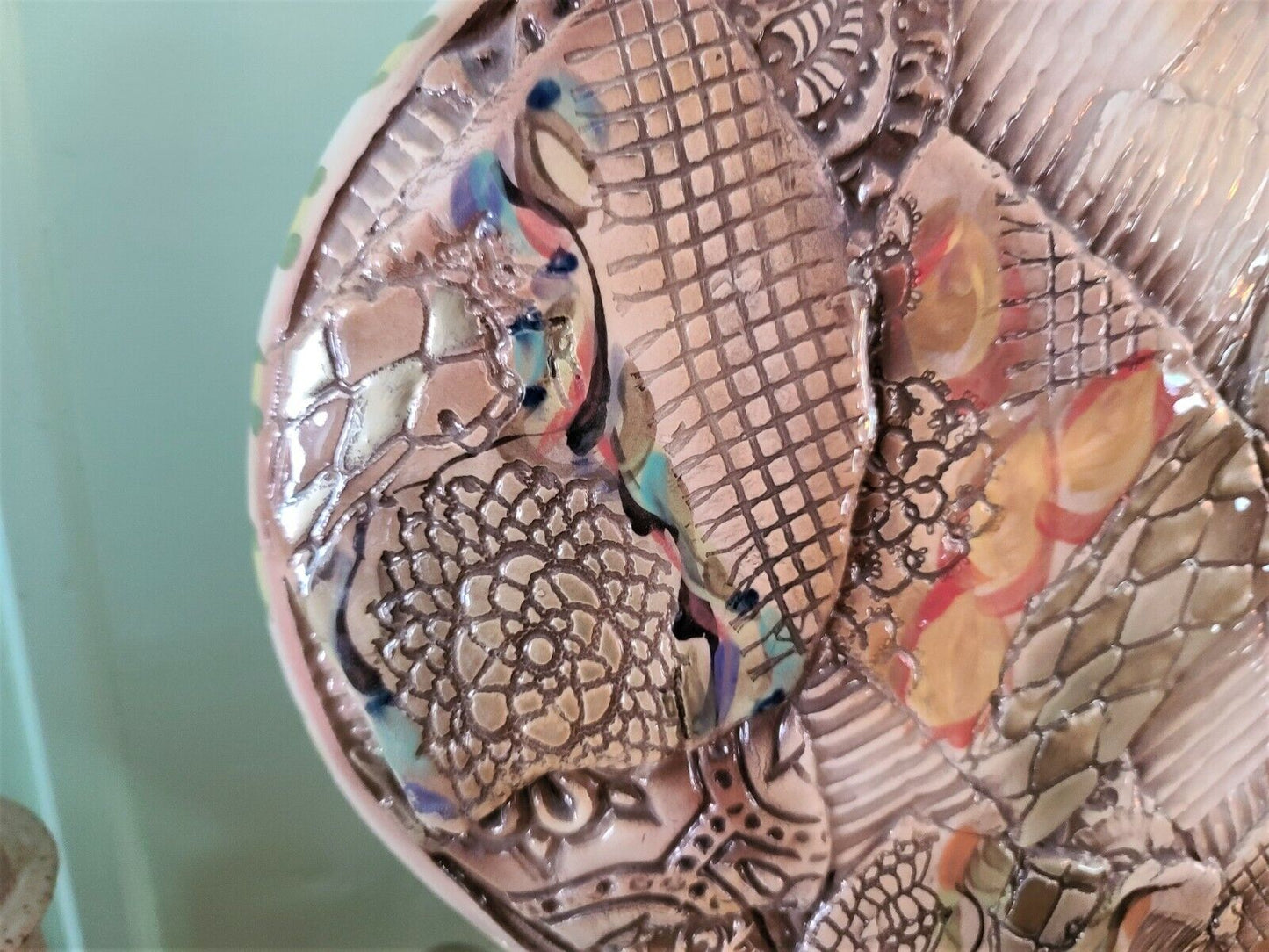 Large GAIL MARKIEWICZ Patchwork Heart Vase Studio Art Pottery