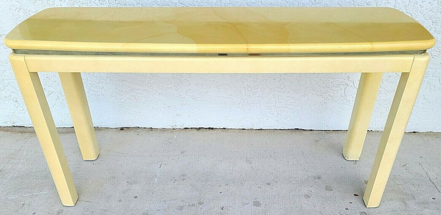 KARL SPRINGER Style Faux Lacquered Goatskin Console Sofa Table