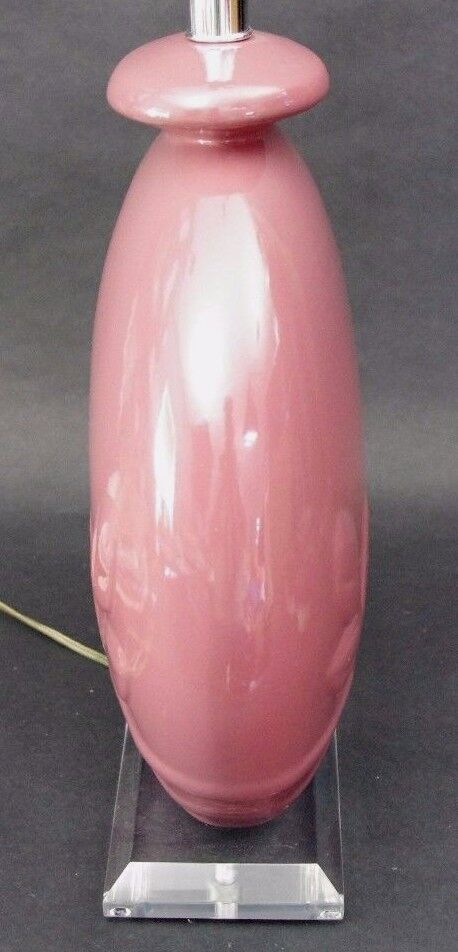 Vtg Ceramic Embossed Tulip Floral Lucite Table Lamp